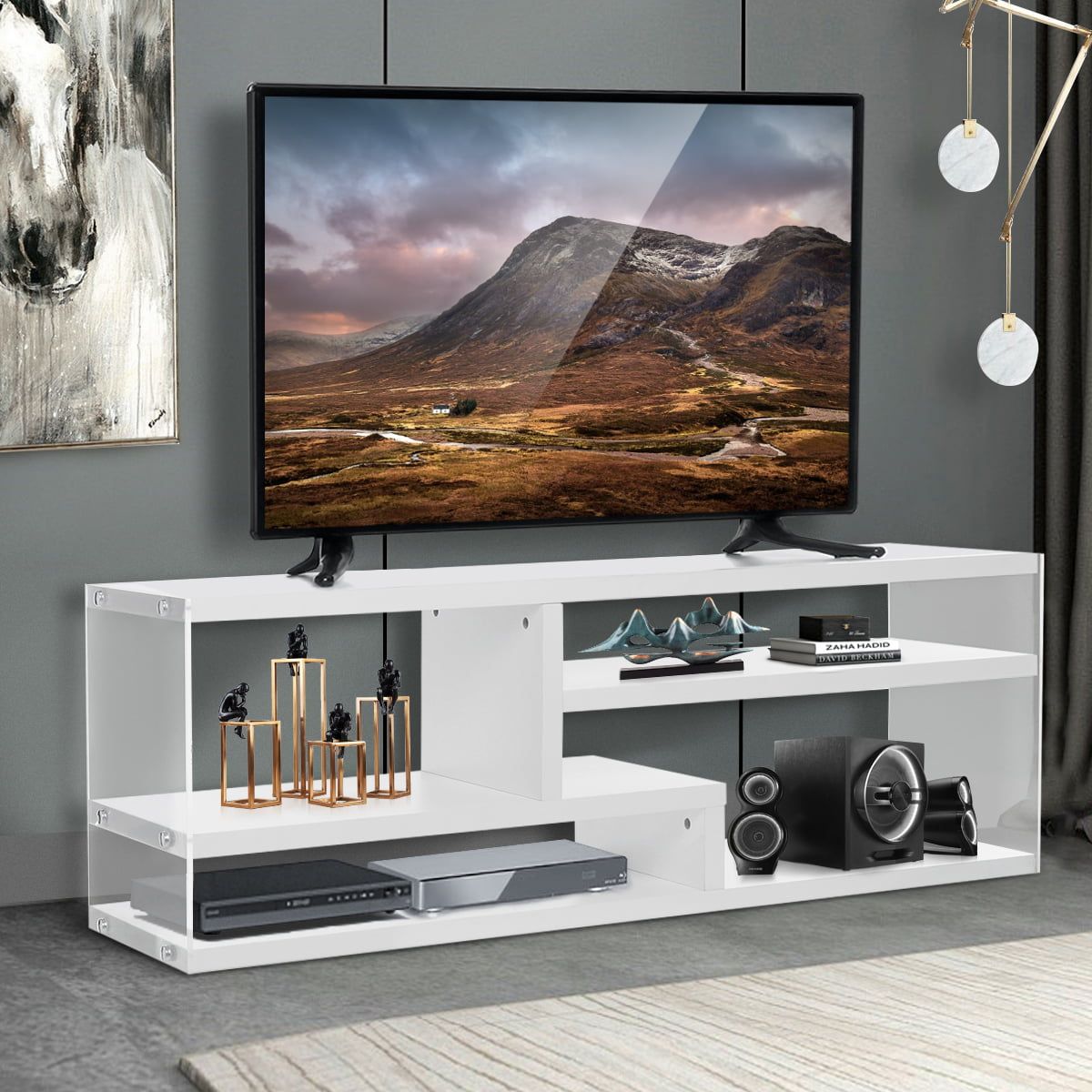 Modern Tv Media Cabinet Wood Tv Stand, Media Console With 4 Open With 110&quot; Tvs Wood Tv Cabinet With Drawers (View 20 of 20)