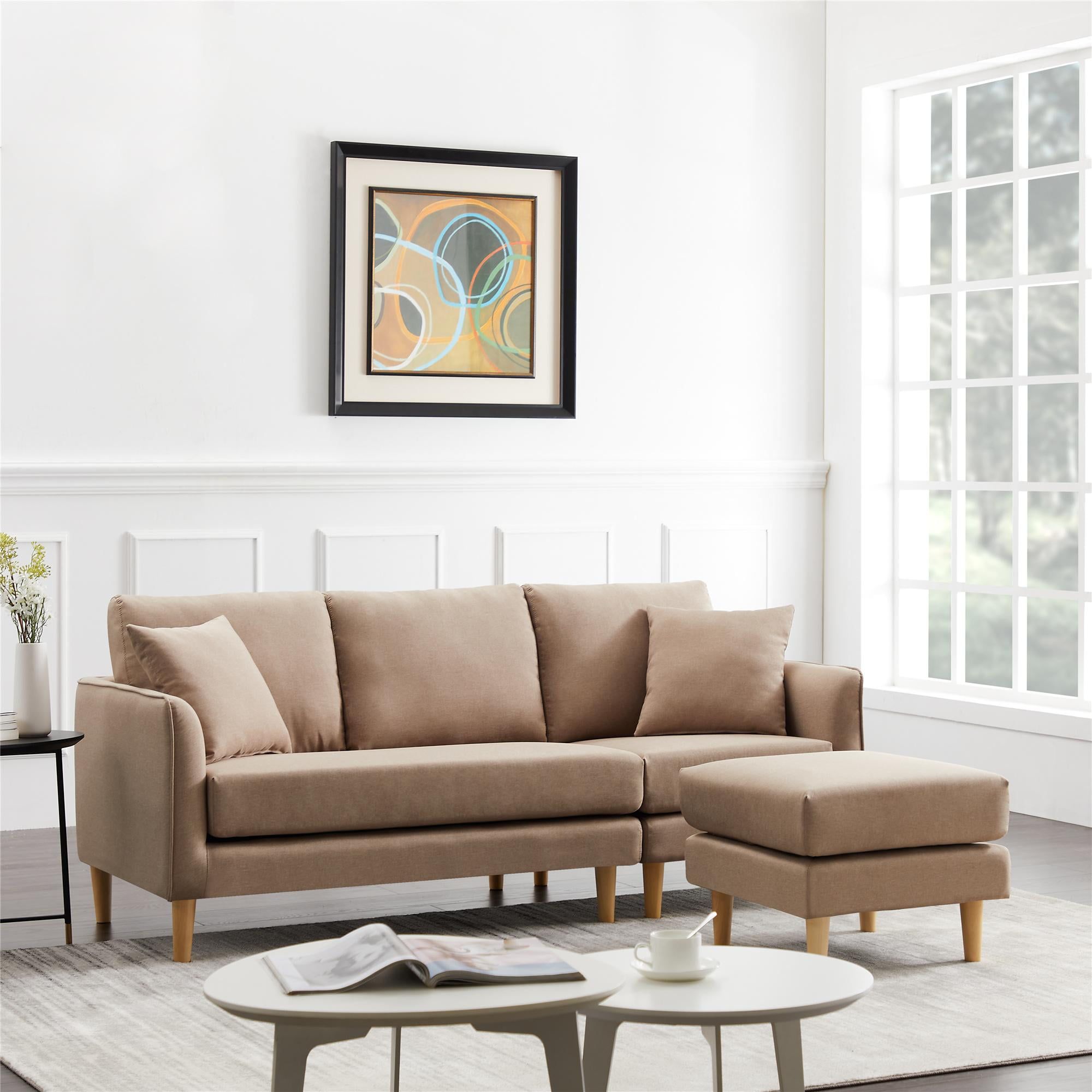 Modern Upholstered Sofa With Reversible Sectional Chaise L Shaped Intended For L Shape Couches With Reversible Chaises (View 2 of 20)