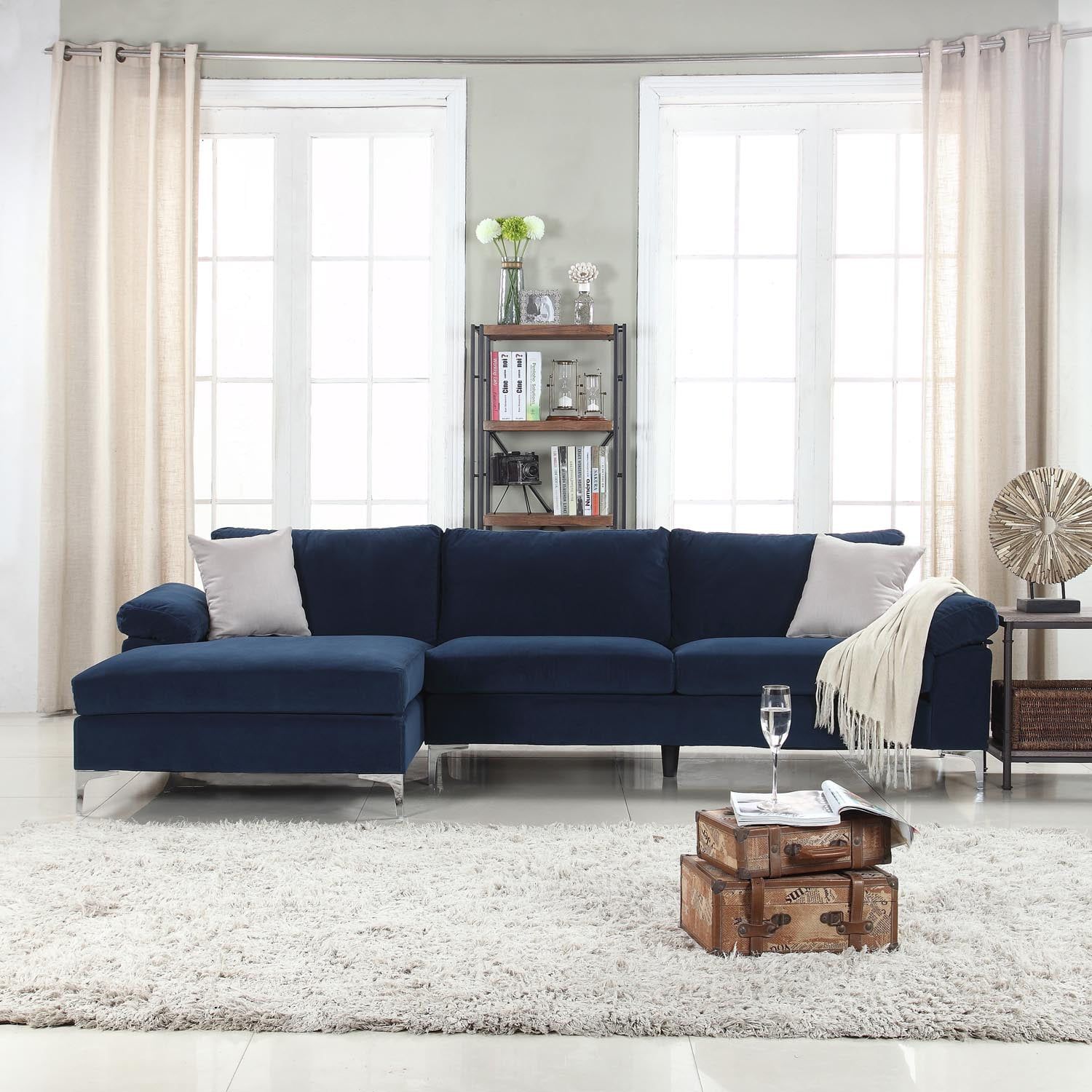 Modern Velvet Fabric Sectional Sofa, Large L Shape Couch With Wide With Regard To Modern Velvet Sofa Recliners With Storage (View 15 of 20)