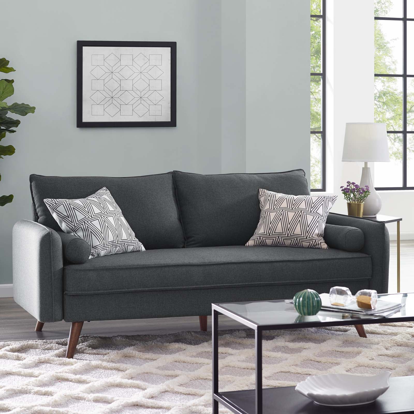 Modway Revive Fabric Upholstered Sofa, Multiple Colors – Walmart With Regard To Sofas In Multiple Colors (View 9 of 20)