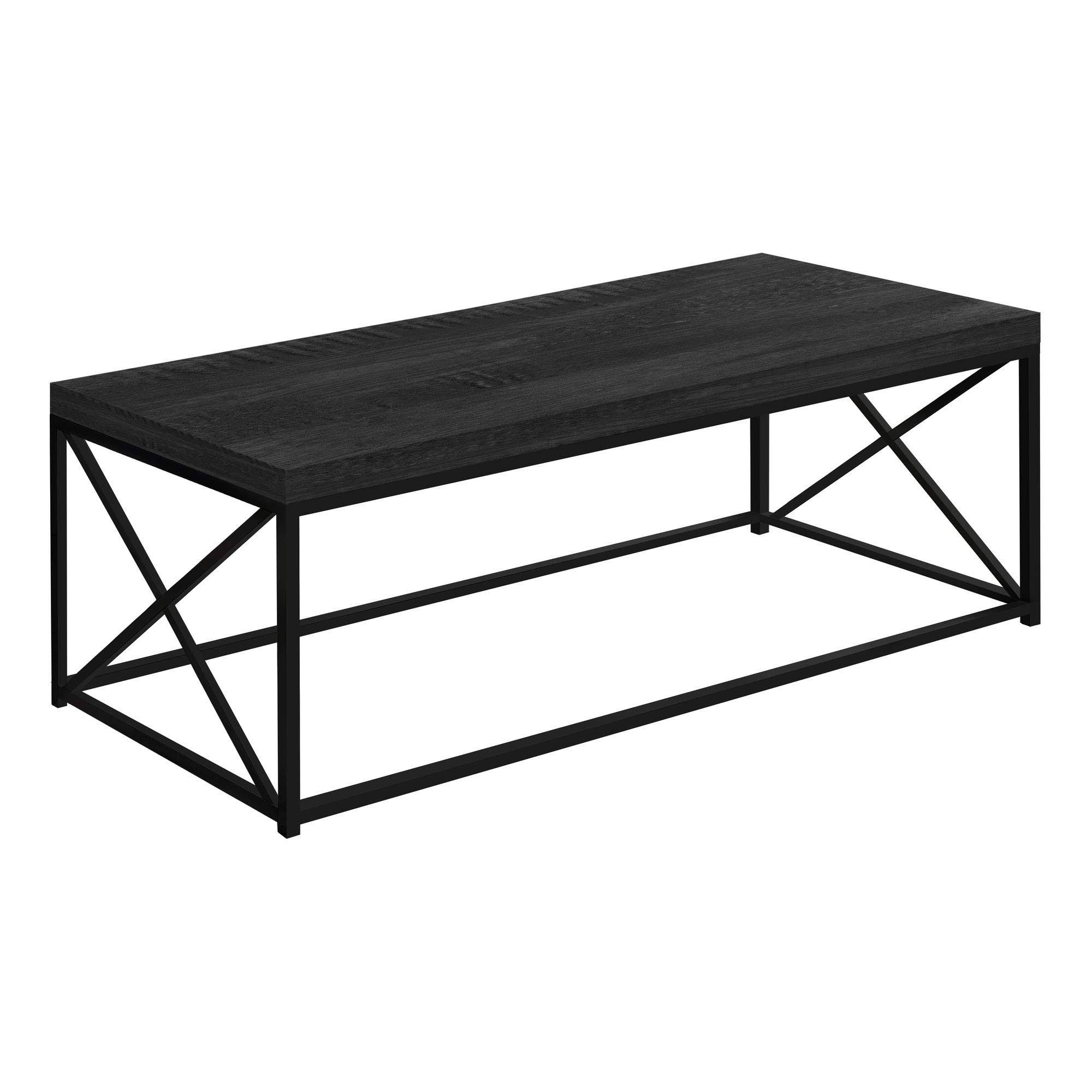 Monarch Black Wood Look Finish Black Metal Decor Contemporary Style Inside Studio 350 Black Metal Coffee Tables (View 20 of 20)