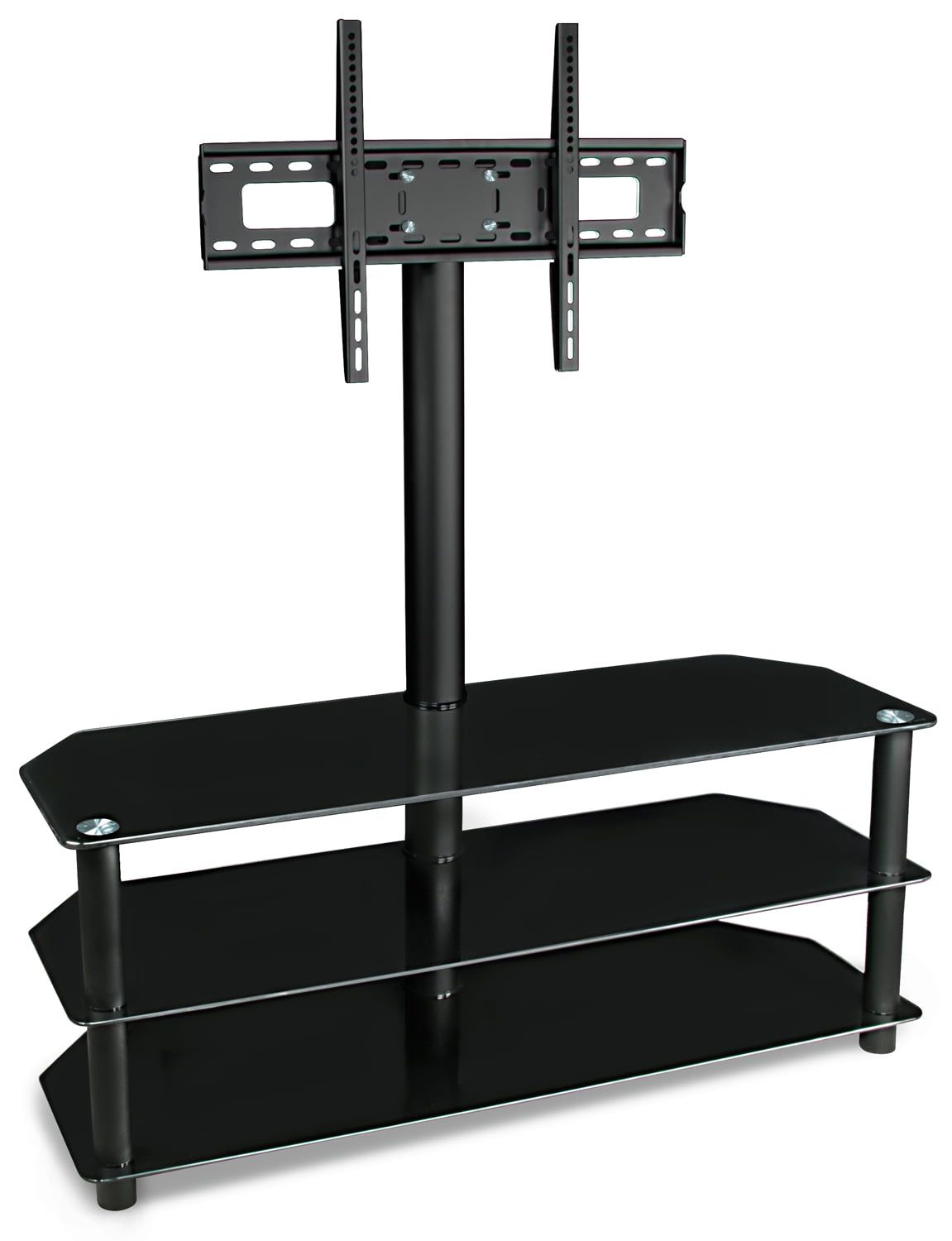 Mount It! Tv Stand With Mount And Glass Shelving, Living Room In Top Shelf Mount Tv Stands (Gallery 12 of 20)