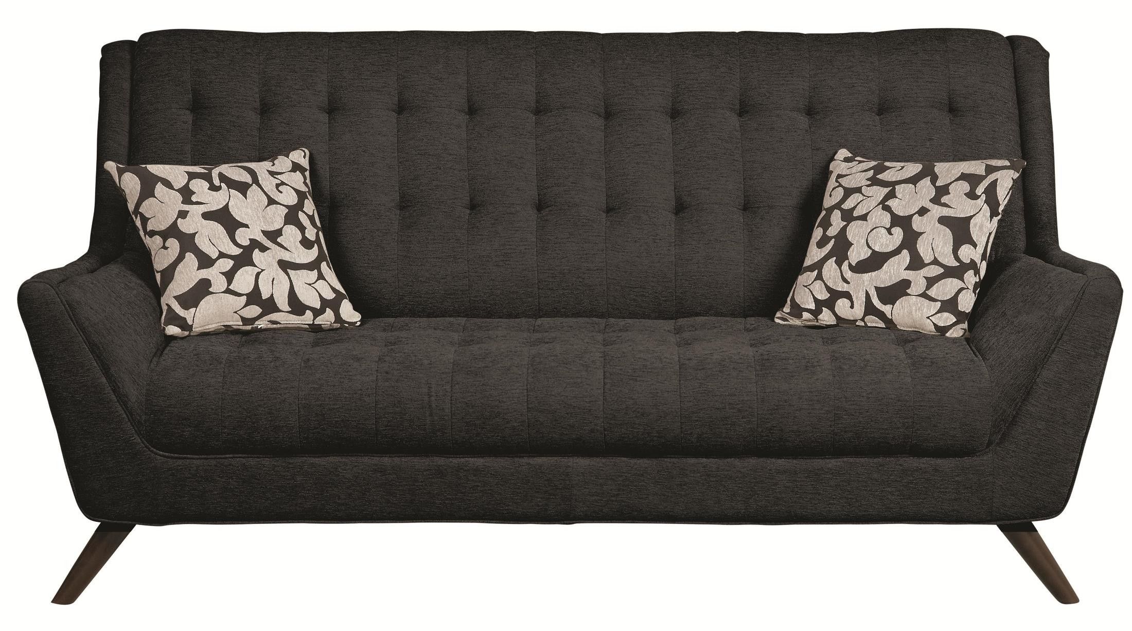 Natalia Black Sofa From Coaster (503774) | Coleman Furniture With Traditional Black Fabric Sofas (Gallery 16 of 21)