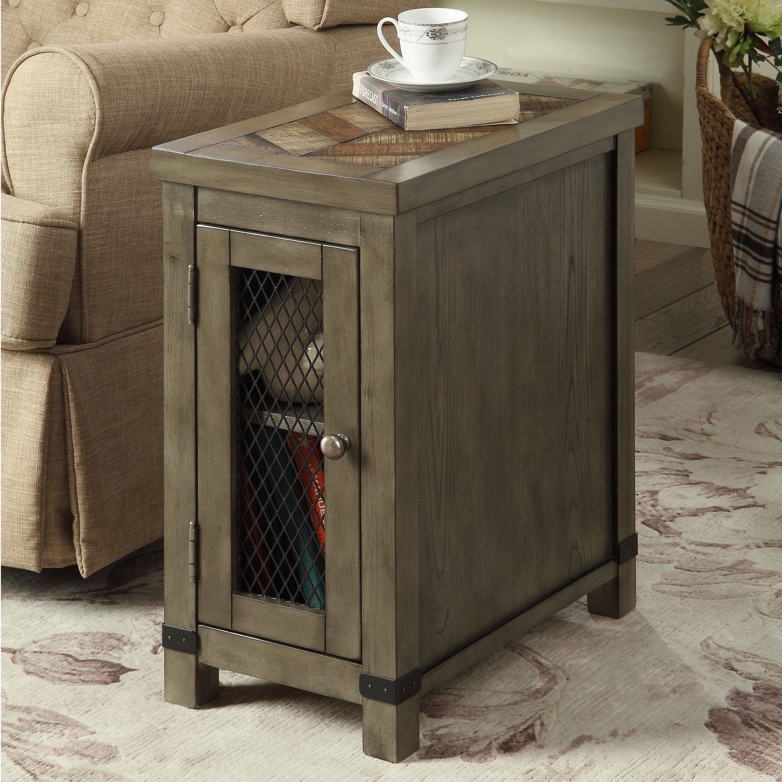 Nate Rustic Grey Charging Side Tablefoa (grey), Black, Furniture Of In Rustic Gray End Tables (View 3 of 20)