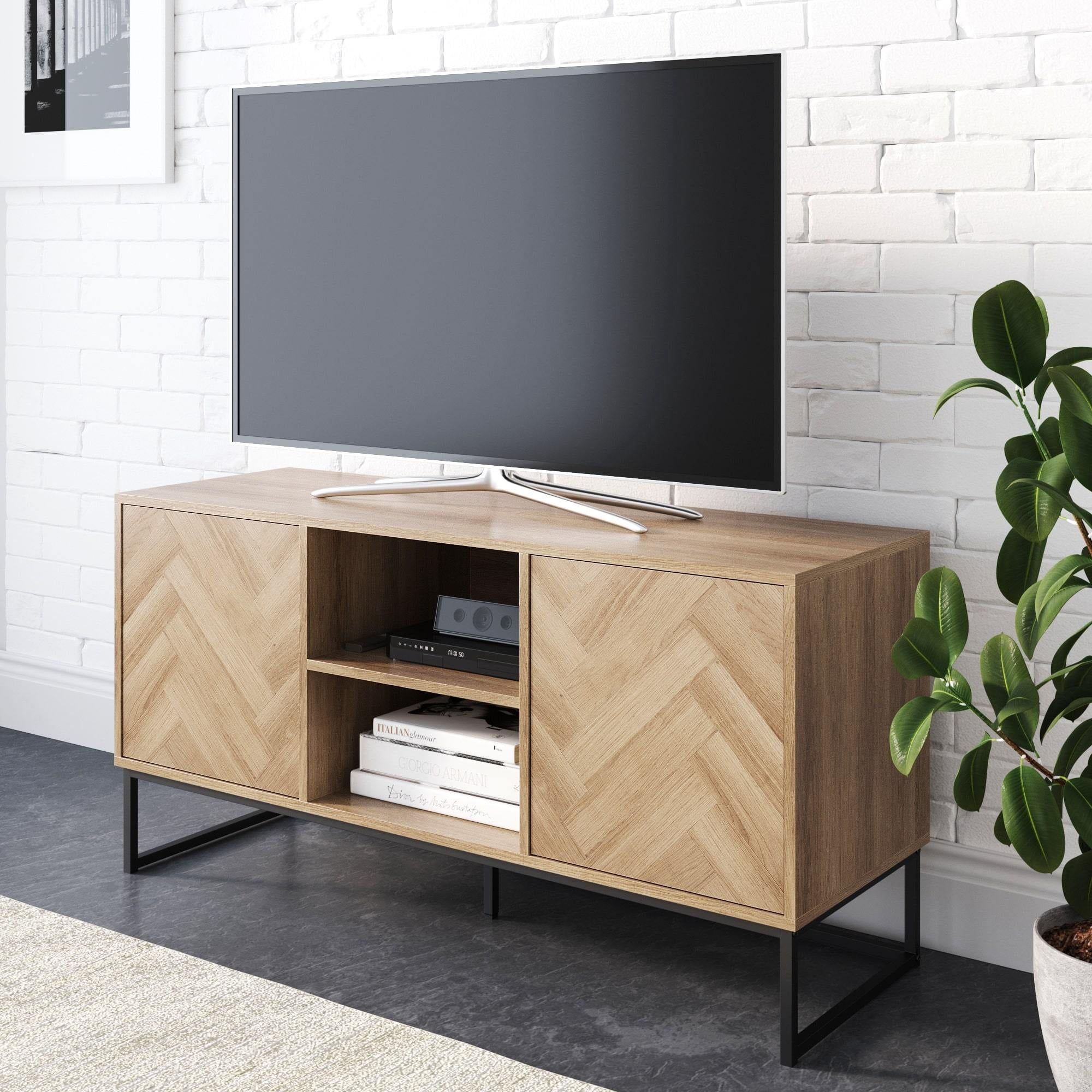 Nathan James Dylan Media Console Cabinet Tv Stand With Hidden Storage With Regard To Dual Use Storage Cabinet Tv Stands (View 17 of 20)
