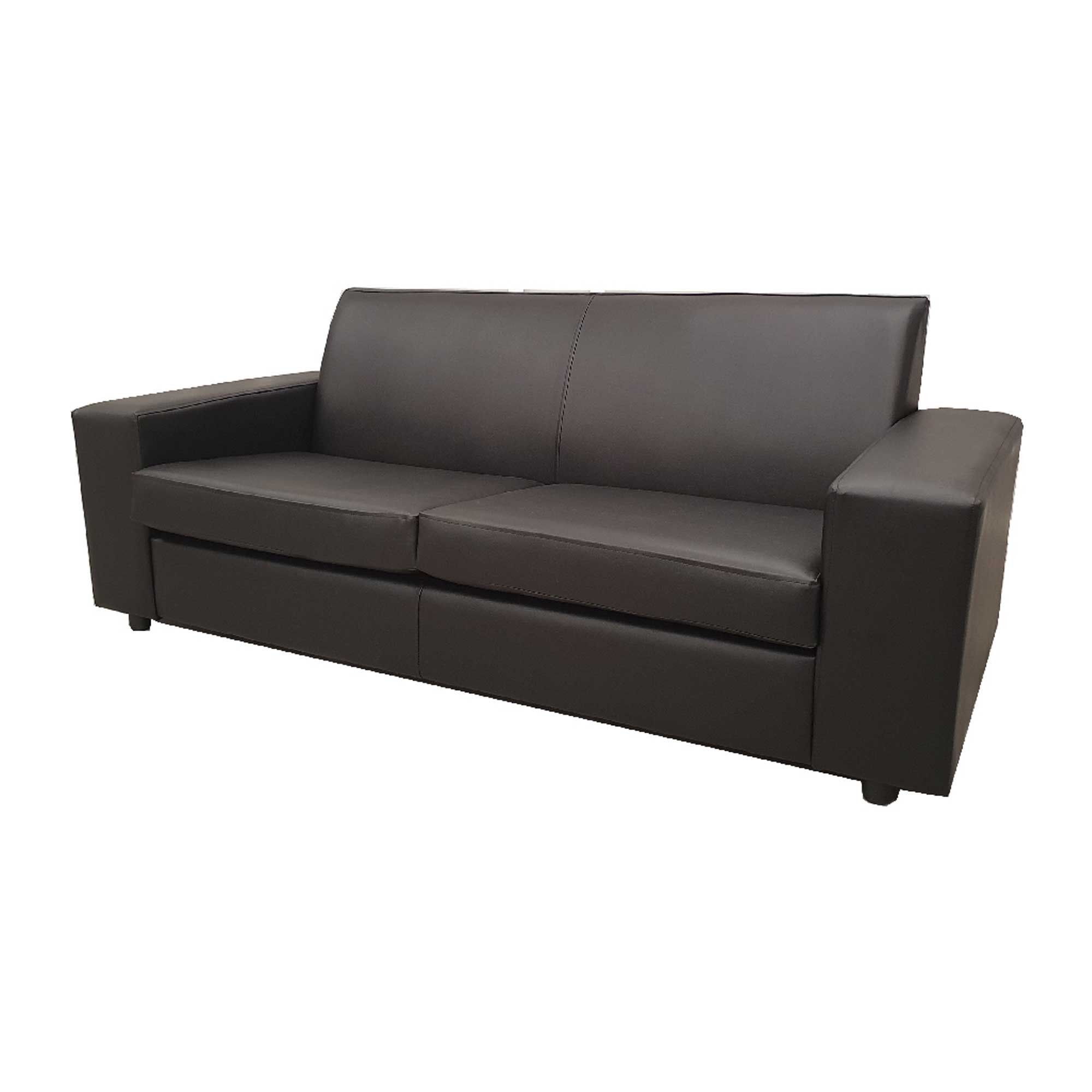 Nevada 3 Seater Black Faux Leather Contract Sofa | Black Sofa Inside Traditional 3 Seater Faux Leather Sofas (View 16 of 20)