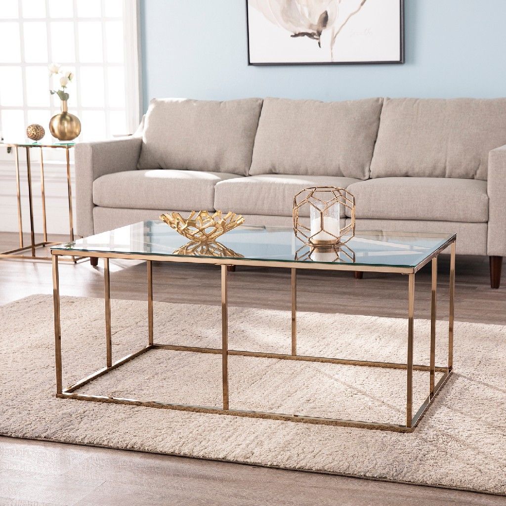Nicholance Contemporary Glass Top Cocktail Table – Southern Enterprises Throughout Southern Enterprises Larksmill Coffee Tables (Gallery 18 of 20)