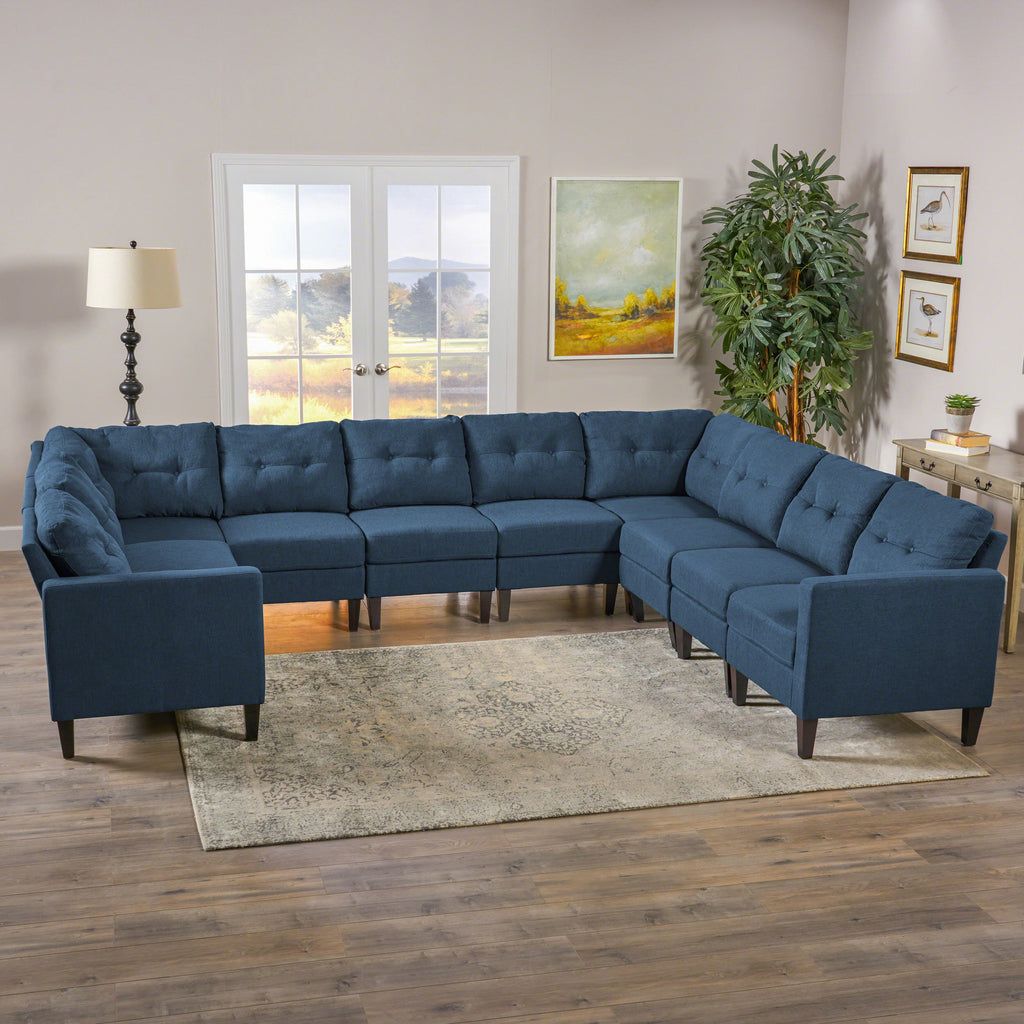 Niya Mid Century Modern 10 Piece Fabric U Shaped Sectional Sofa – Gdf Within Modern U Shape Sectional Sofas In Gray (View 16 of 20)