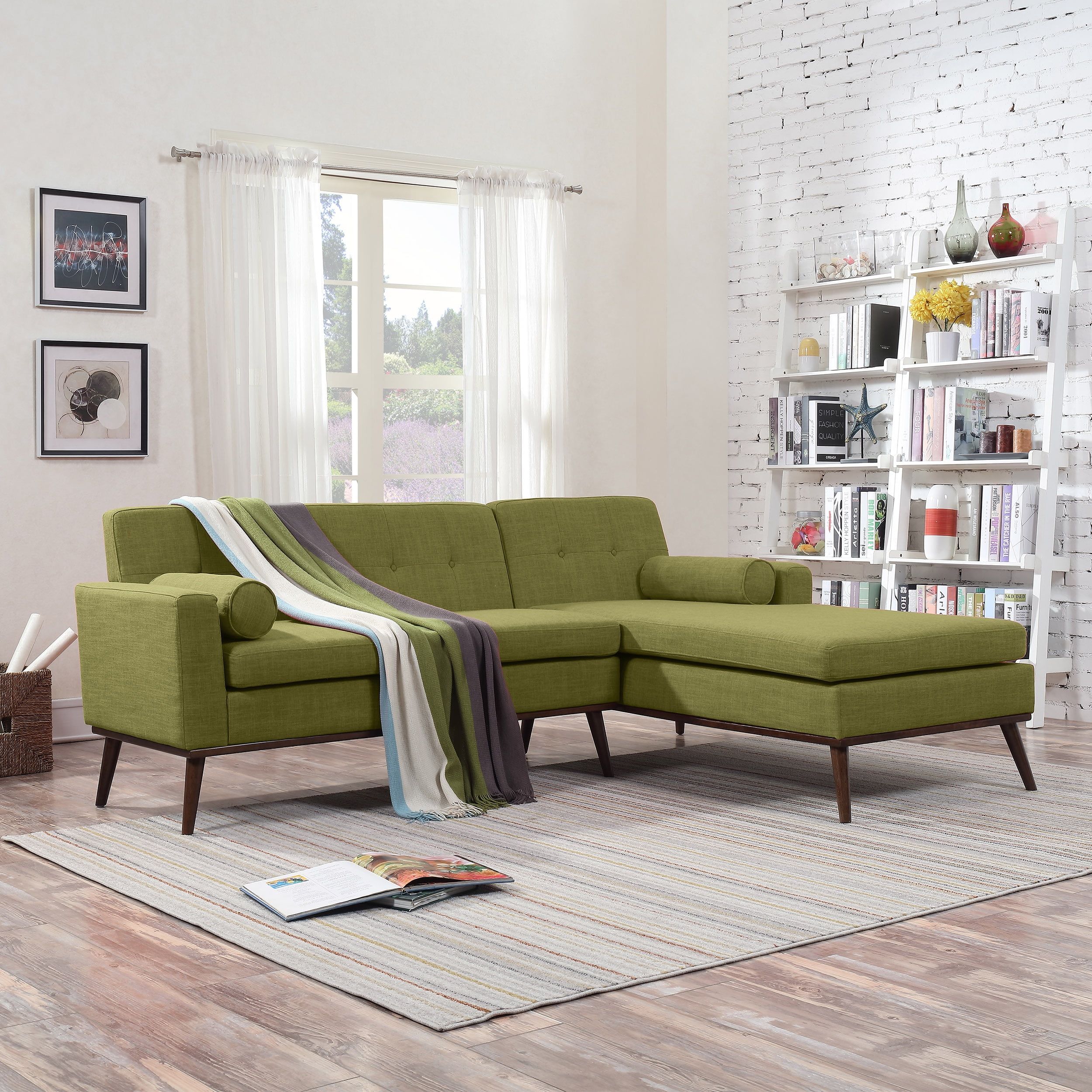 Noble House Sullivan Mid Century Modern 2 Piece Fabric Sectional Sofa With Mid Century Modern Sofas (View 3 of 20)