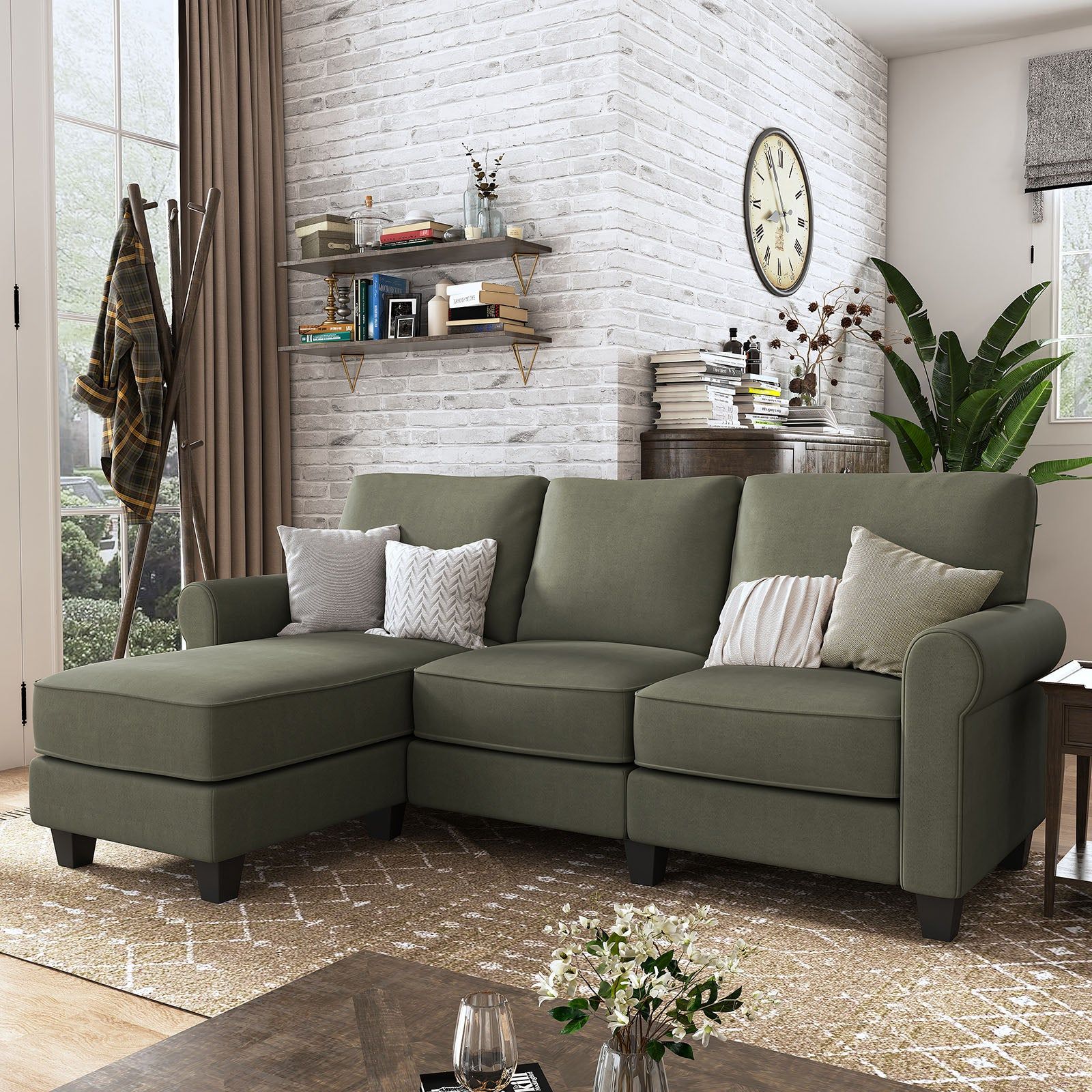 Nolany 3 Seat L Shaped Reversible Sectional Sofa Couch | Nolany In 3 Seat Convertible Sectional Sofas (Gallery 10 of 20)