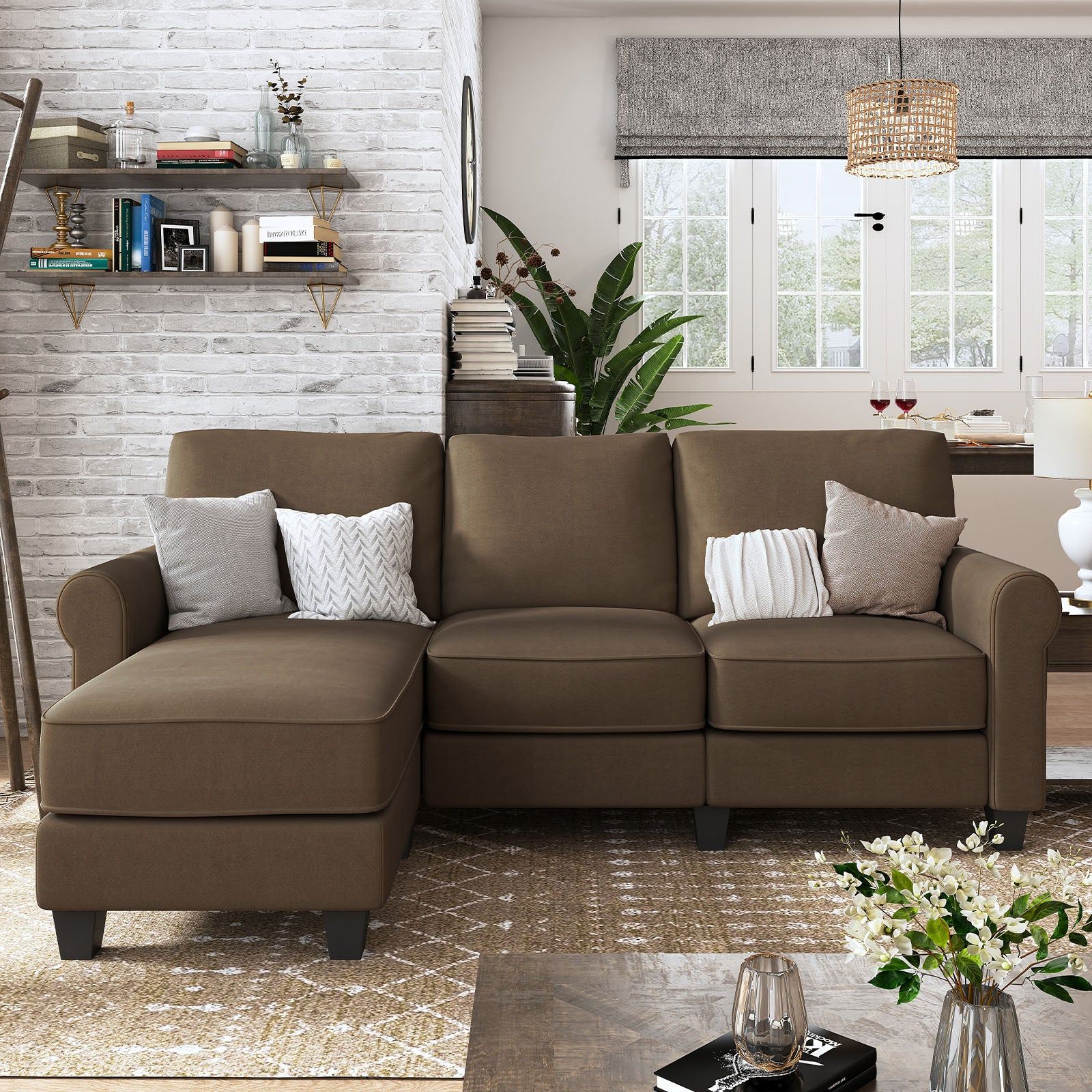 Nolany 3 Seat L Shaped Reversible Sectional Sofa Couch | Nolany Intended For L Shape Couches With Reversible Chaises (View 10 of 20)