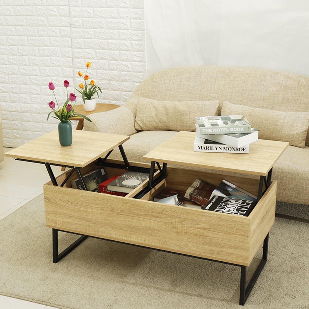 Nordic Style Wooden Lift Top Coffee Table End Tea Tables With Hidden For Modern Wooden Lift Top Tables (View 16 of 20)