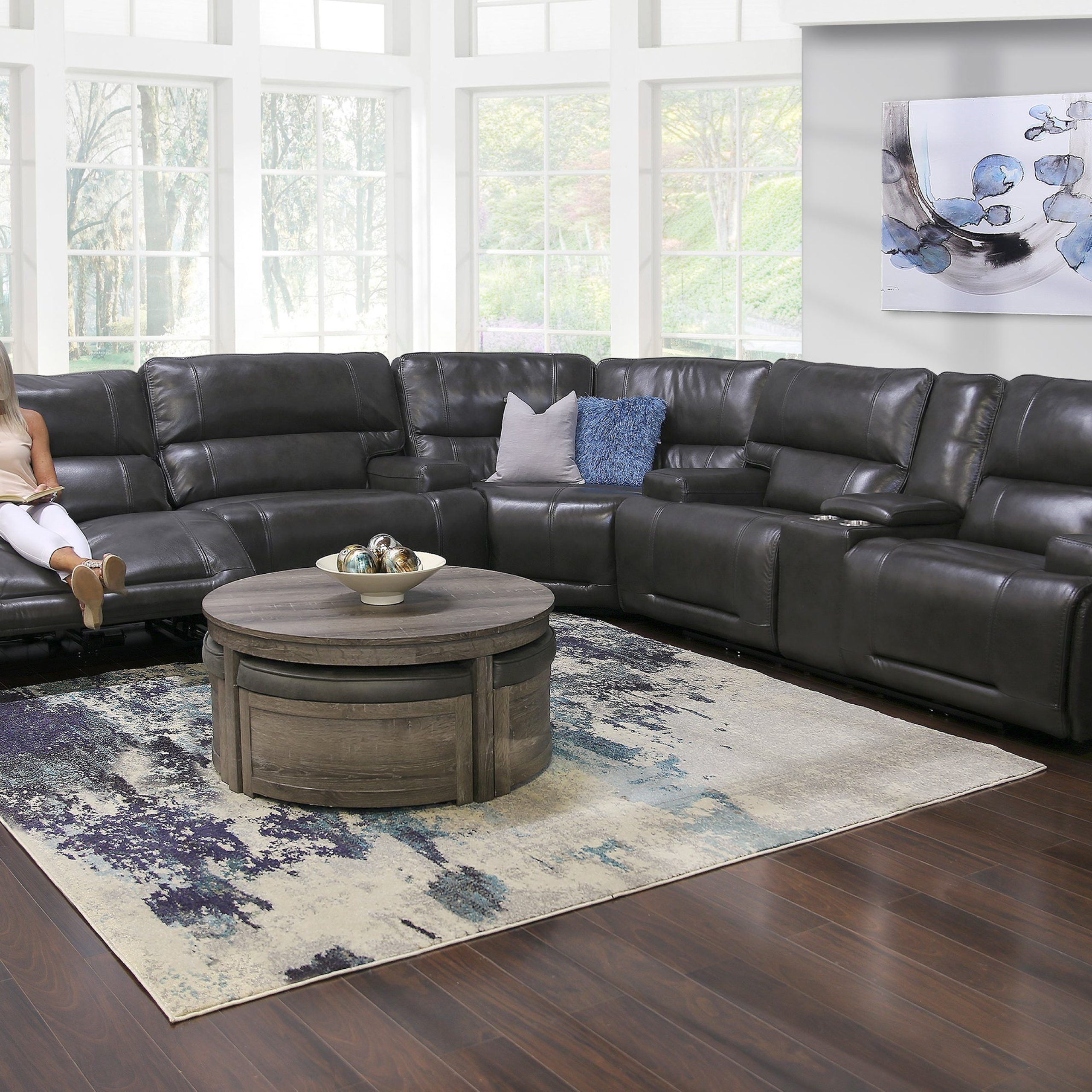 Nova 3 Piece Leather Triple Power Reclining Sectional Sofa With Regard To 3 Piece Leather Sectional Sofa Sets (Gallery 7 of 20)