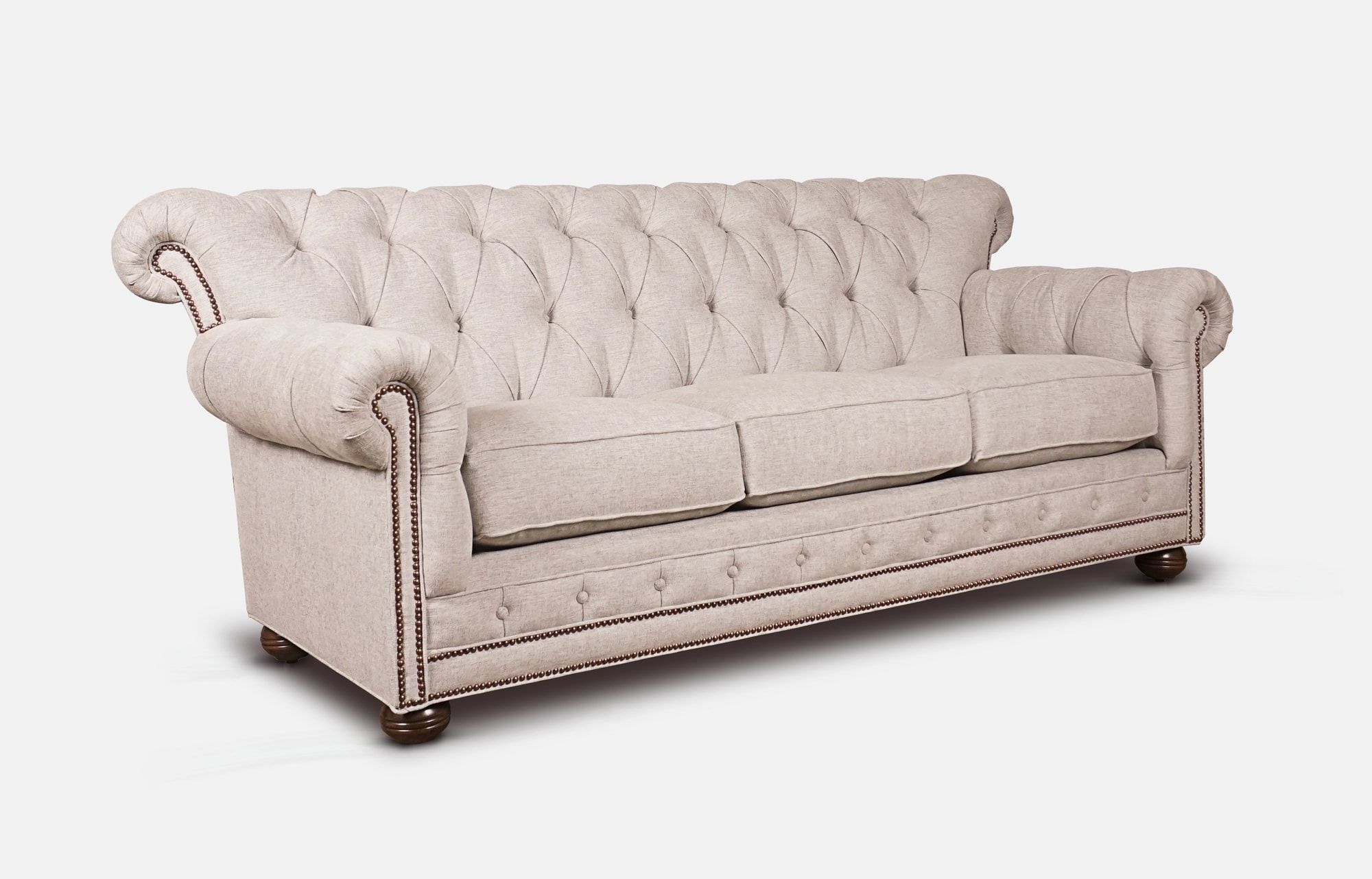 Oiao Eleanor High Back Tufted Chesterfield Sofa Side Angle | Of Iron & Oak With Regard To Tufted Upholstered Sofas (View 13 of 20)