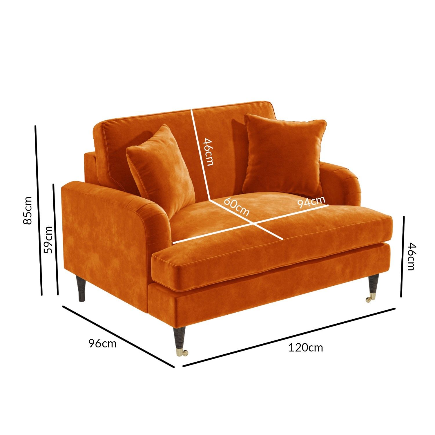 Orange Velvet Loveseat – Payton – Furniture123 With Regard To Small Love Seats In Velvet (View 13 of 21)