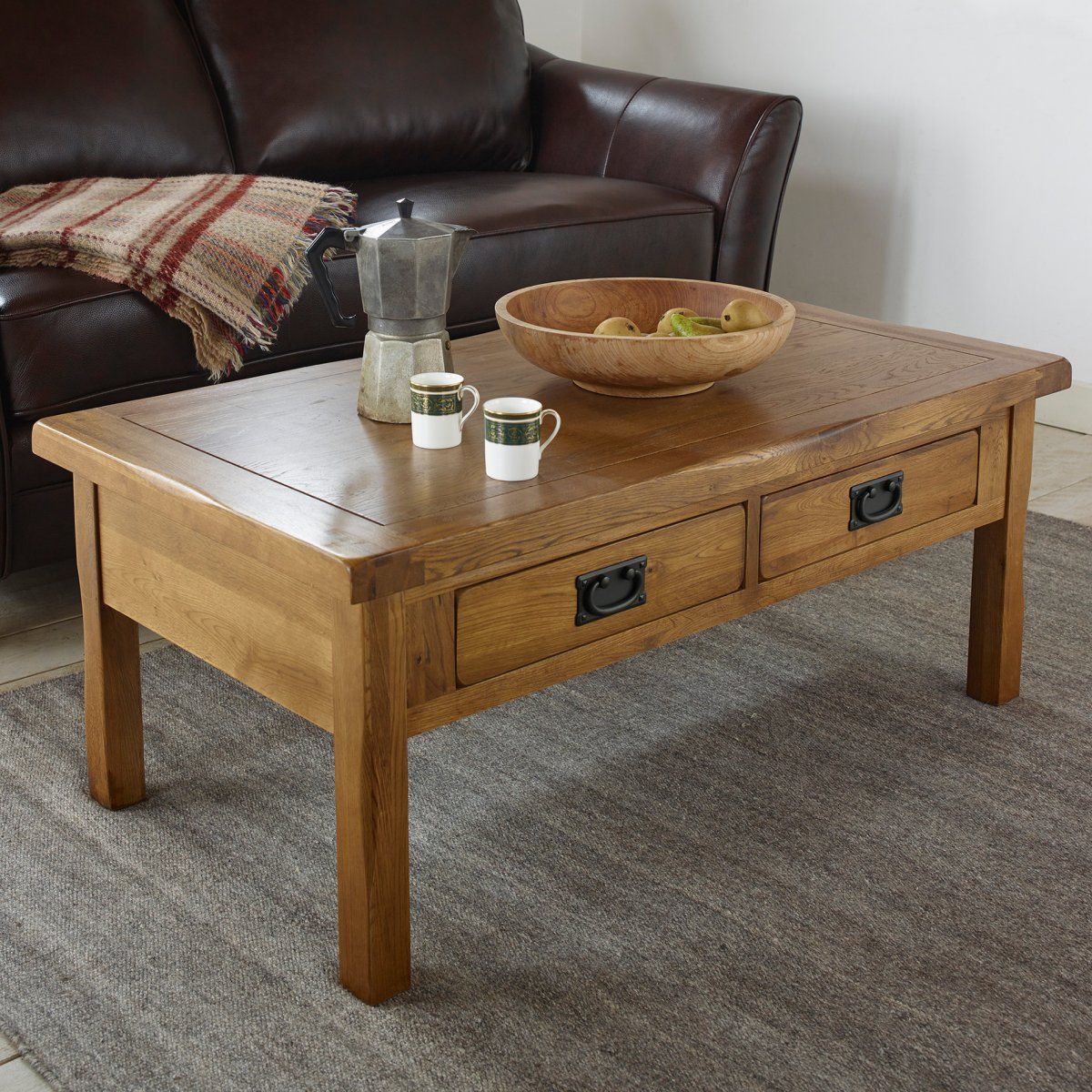 Original Rustic 4 Drawer Coffee Table In Solid Oak Pertaining To Rustic Coffee Tables (View 5 of 20)