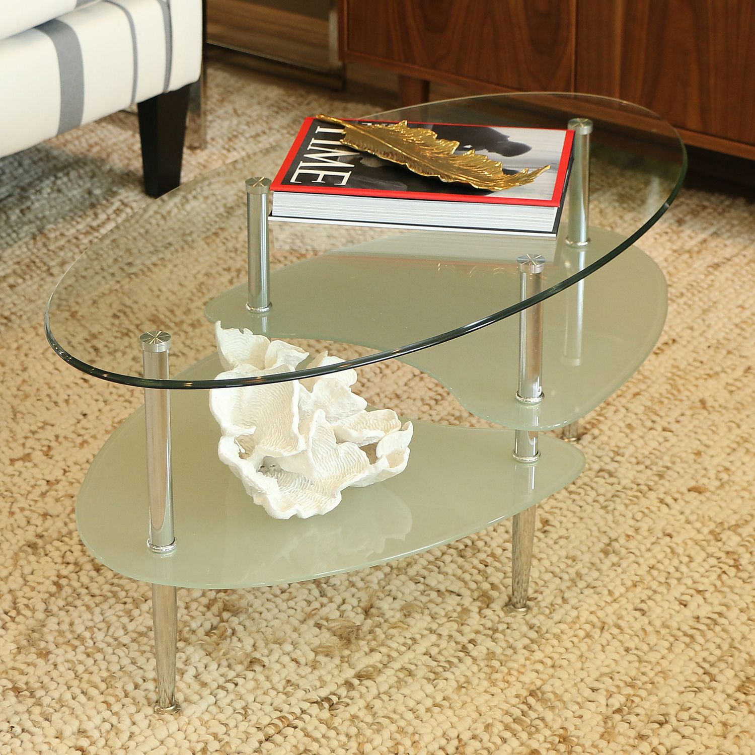 Oval Glass Coffee Table With Chrome Legs – Pier1 Imports In Tempered Glass Oval Side Tables (View 12 of 20)