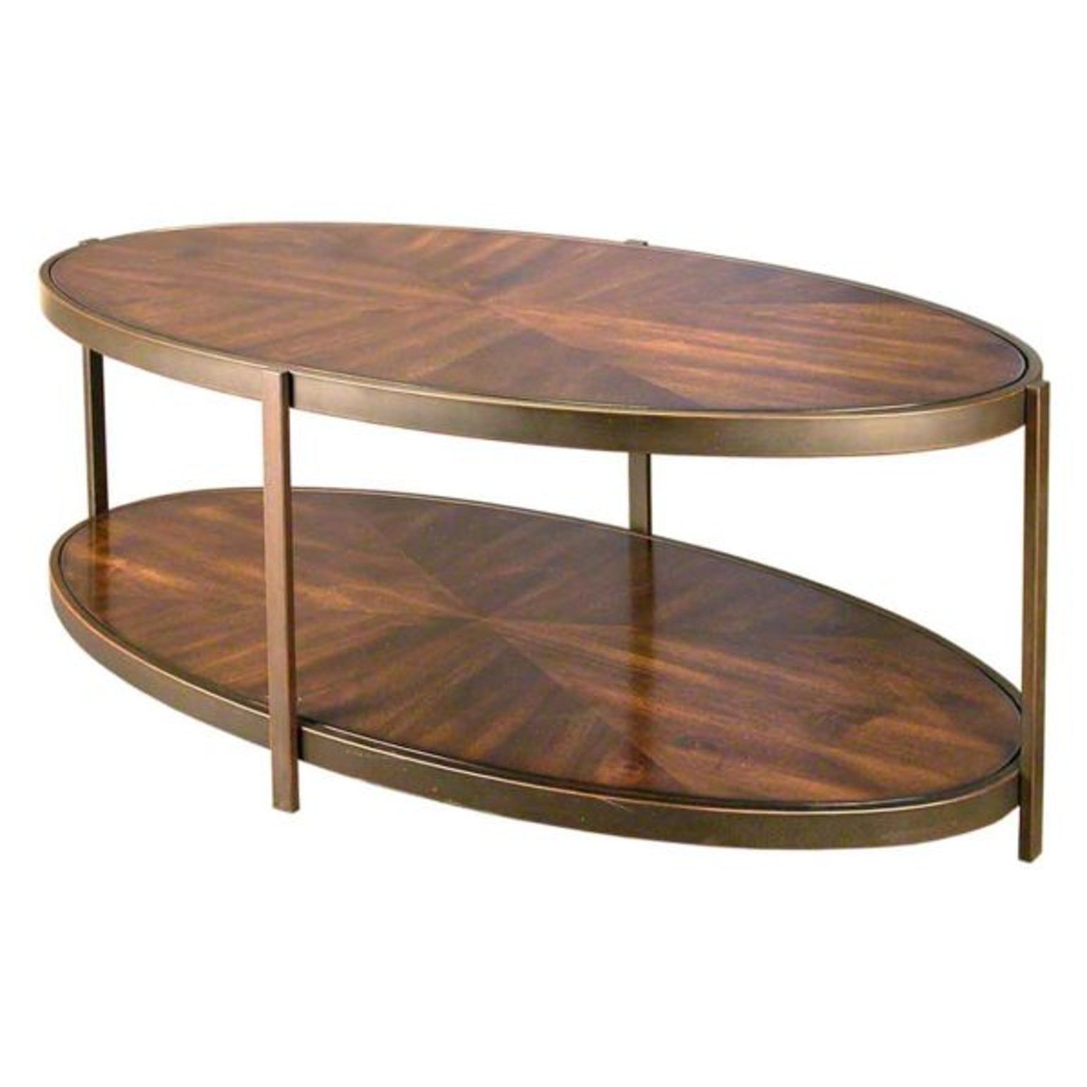 Oval Two Tier Coffee Table Traditional, Transitional, Metal, Wood Within Wood Coffee Tables With 2 Tier Storage (Gallery 20 of 20)