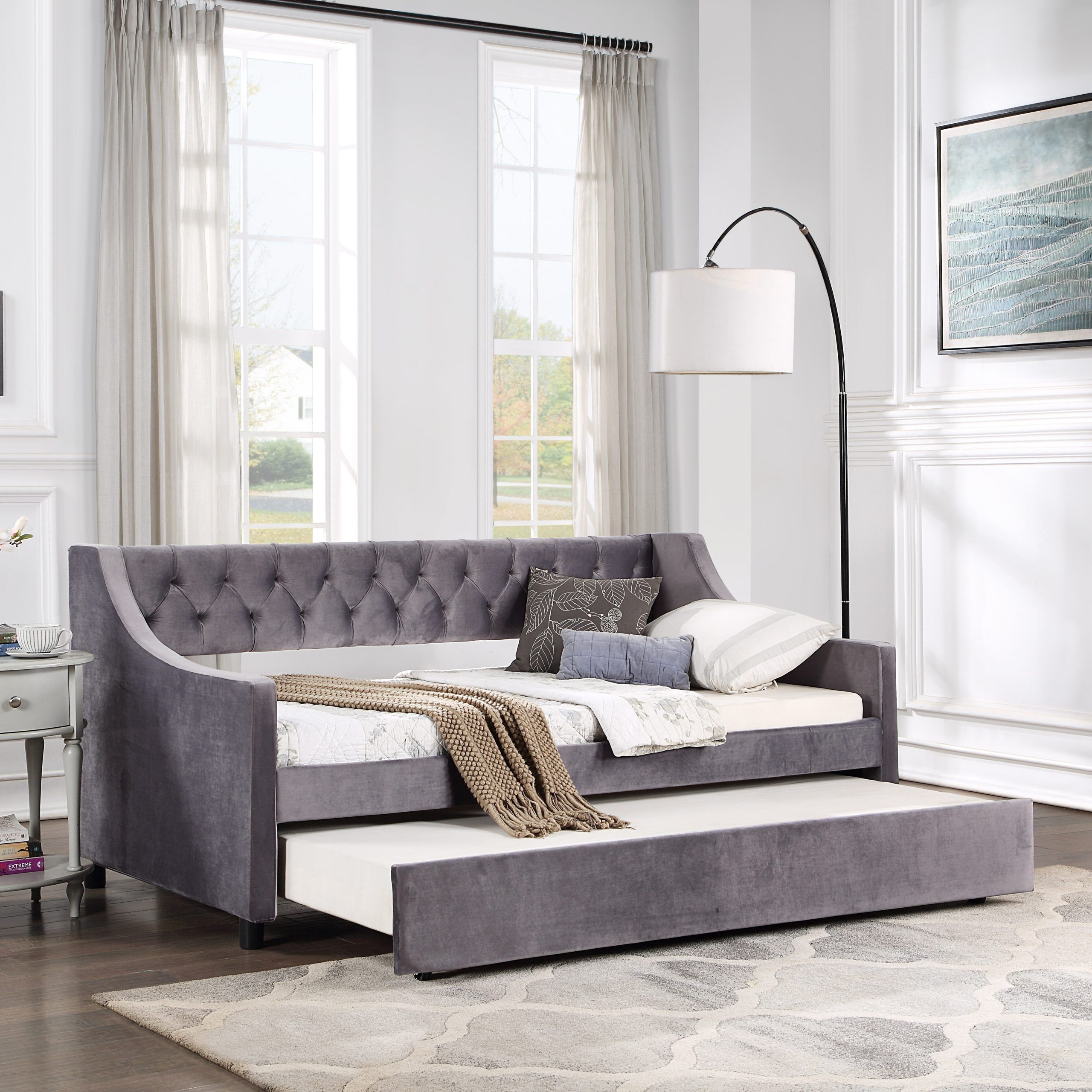 Overdrive Pull Out Sofa Bed With Upholstered Tufted Daybed Sleeper Sofa Intended For 3 In 1 Gray Pull Out Sleeper Sofas (View 9 of 20)