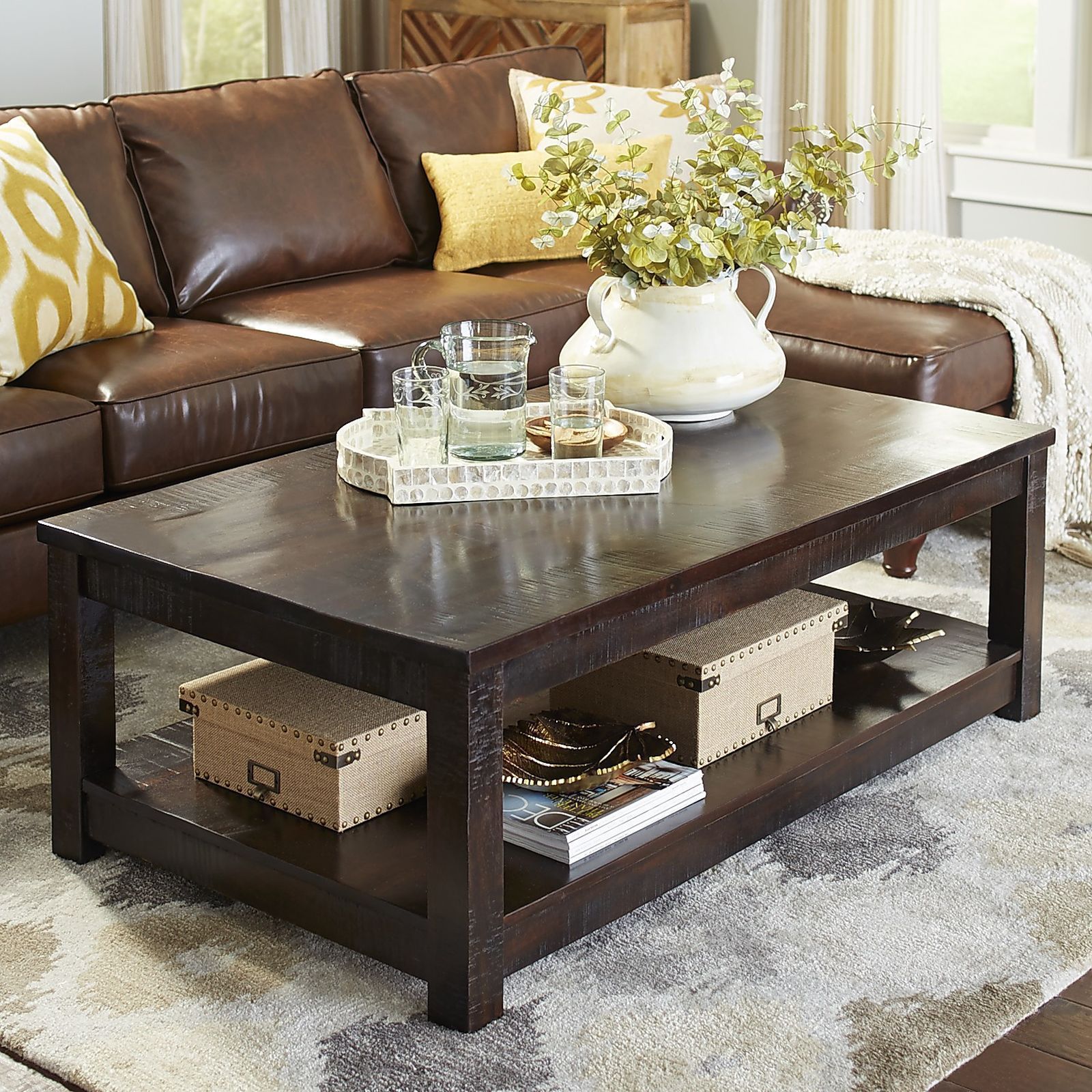 Parsons Large Coffee Table – Tobacco Brown | Coffee Table Decor Living Intended For Brown Rustic Coffee Tables (View 17 of 20)