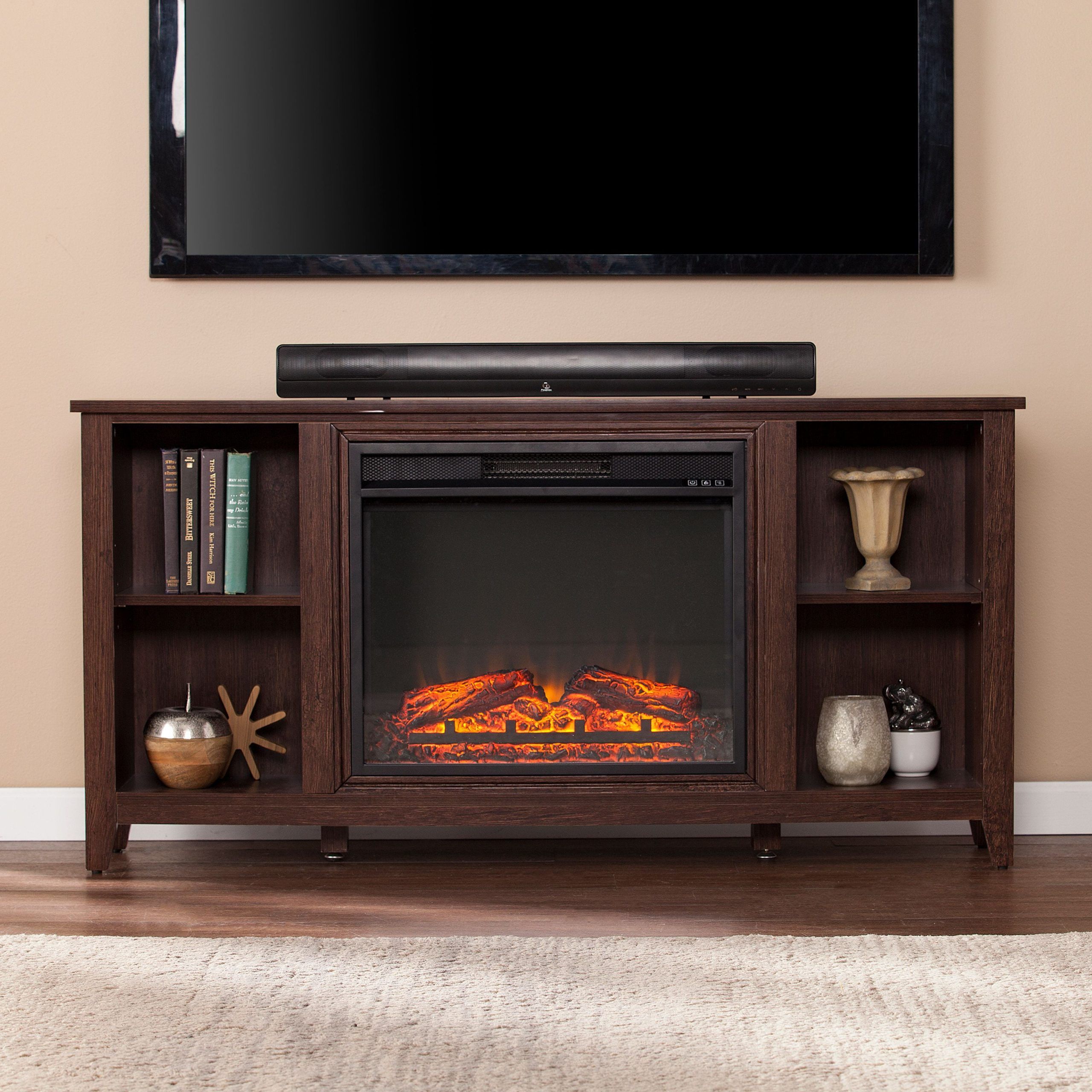 Paxifyre Electric Fireplace Tv Stand, For Tvs Up To 50", Espresso Inside Tv Stands With Electric Fireplace (Gallery 5 of 20)