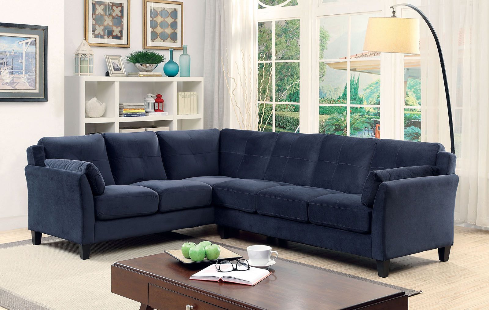 Peever Ii Navy Sectional Sofa – Cm6368nv | Living Room Sectional With Regard To Navy Linen Coil Sofas (View 13 of 20)