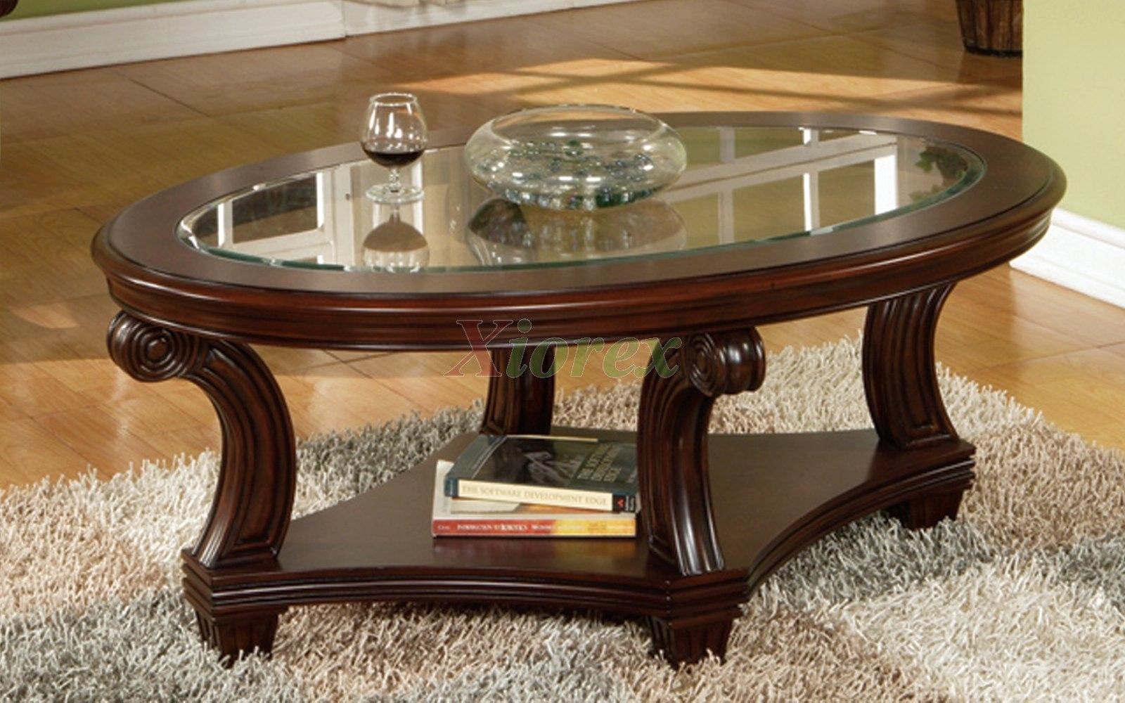 Perseus Glass Top Oval Coffee Table Montreal | Xiorex Inside Oval Glass Coffee Tables (View 3 of 20)