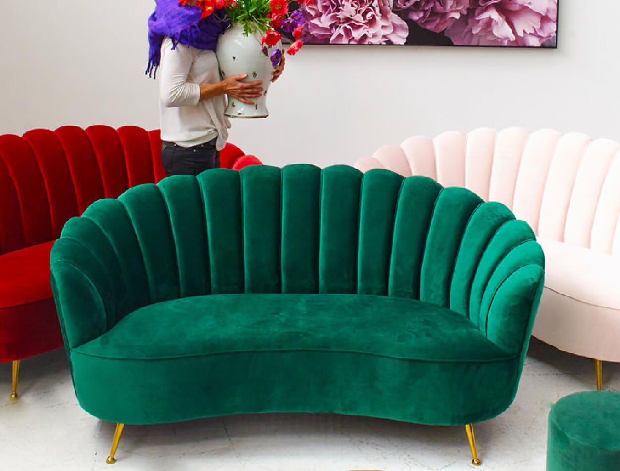 Petal Velvet Love Seat | Unique Living Room Furniture, Love Seat With Small Love Seats In Velvet (Gallery 9 of 21)