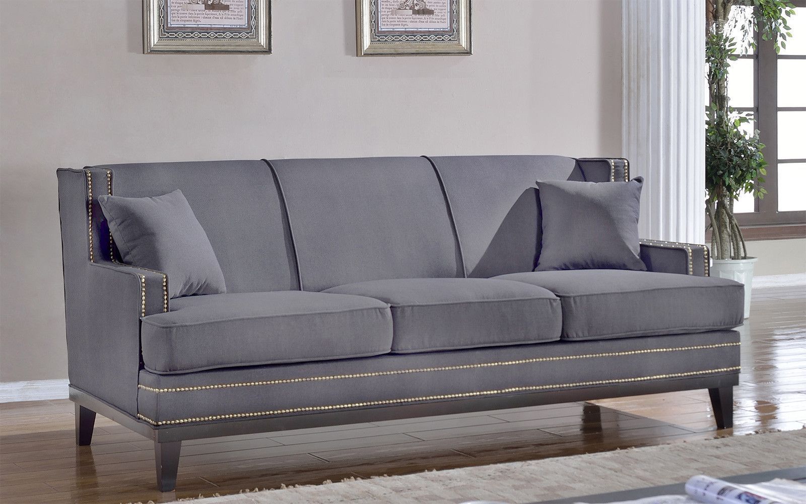 Pinemily Brewster On Apartment | Linen Sofa, Nailhead Trim Sofa With Regard To Gray Linen Sofas (Gallery 12 of 20)