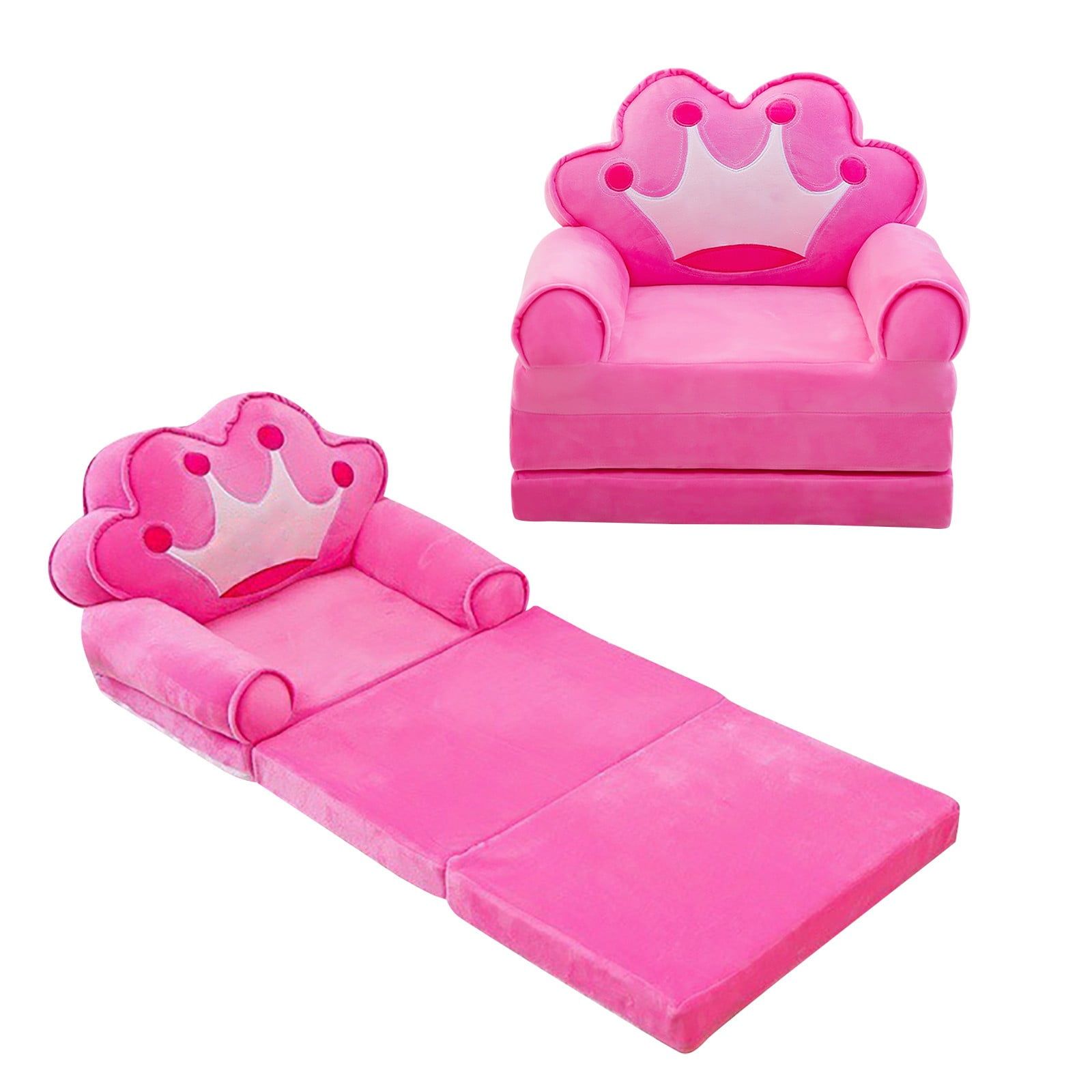 Plush Foldable Kids Sofa Backrest Armchair 2 In 1 Foldable Children Intended For 2 In 1 Foldable Children's Sofa Beds (View 10 of 20)