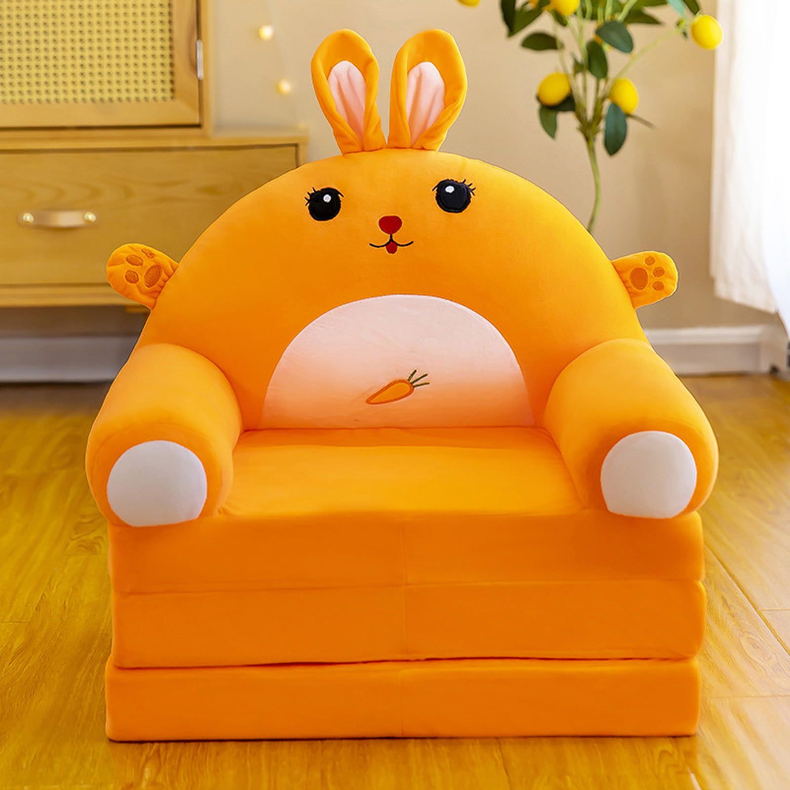 Plush Foldable Kids Sofa Backrest Armchair 2 In 1 Foldable Children With 2 In 1 Foldable Children's Sofa Beds (View 13 of 20)