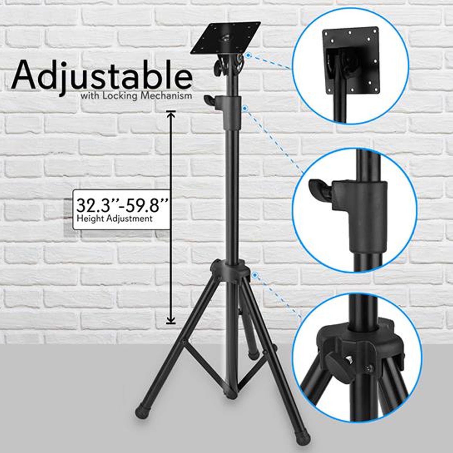 Pyle Foldable Portable Adjustable Height Steel Tripod Flatscreen Tv Within Foldable Portable Adjustable Tv Stands (View 3 of 20)