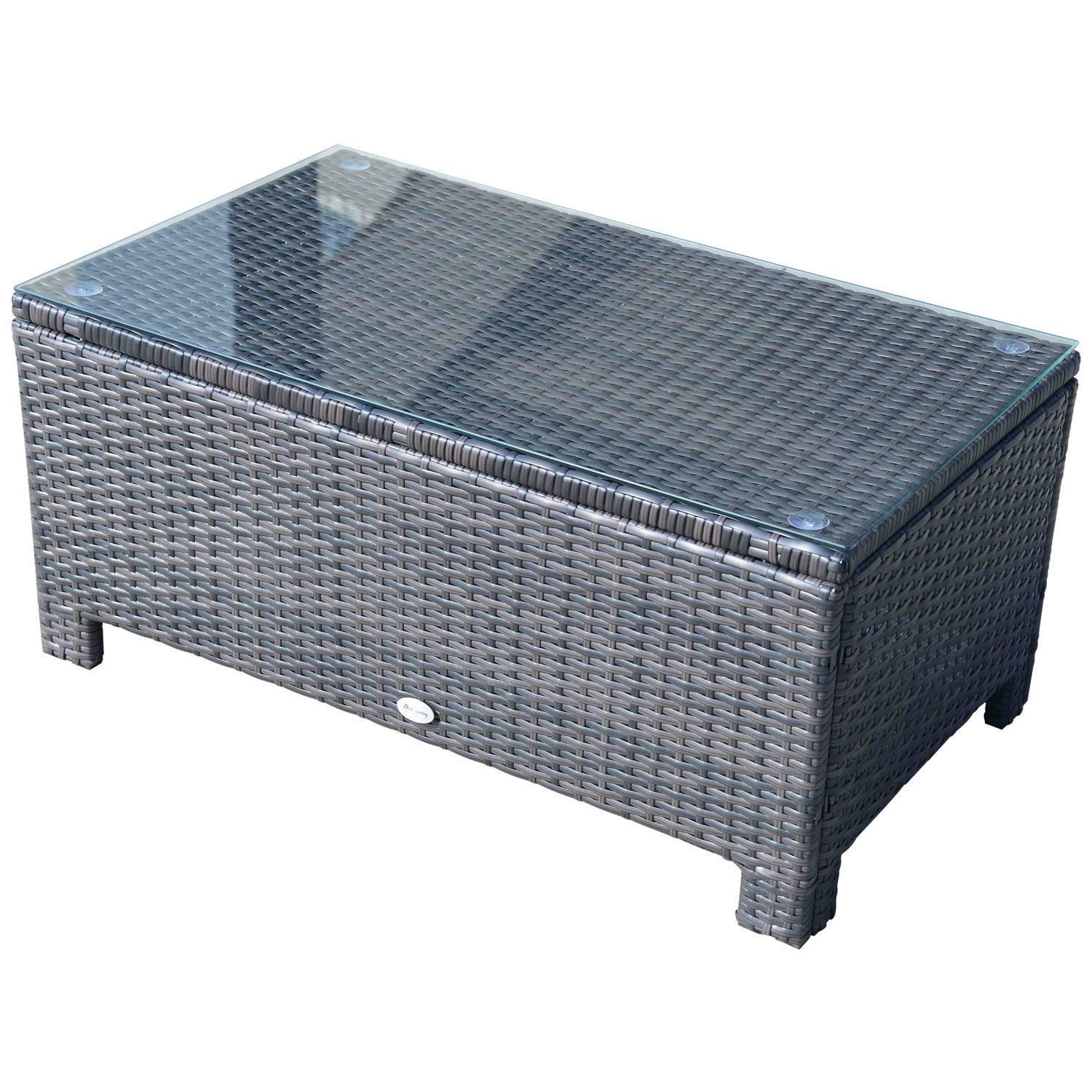 Rattan Outdoor Garden Furniture Weave Wicker Coffee Table – Black/grey For 4pcs Rattan Patio Coffee Tables (Gallery 19 of 20)