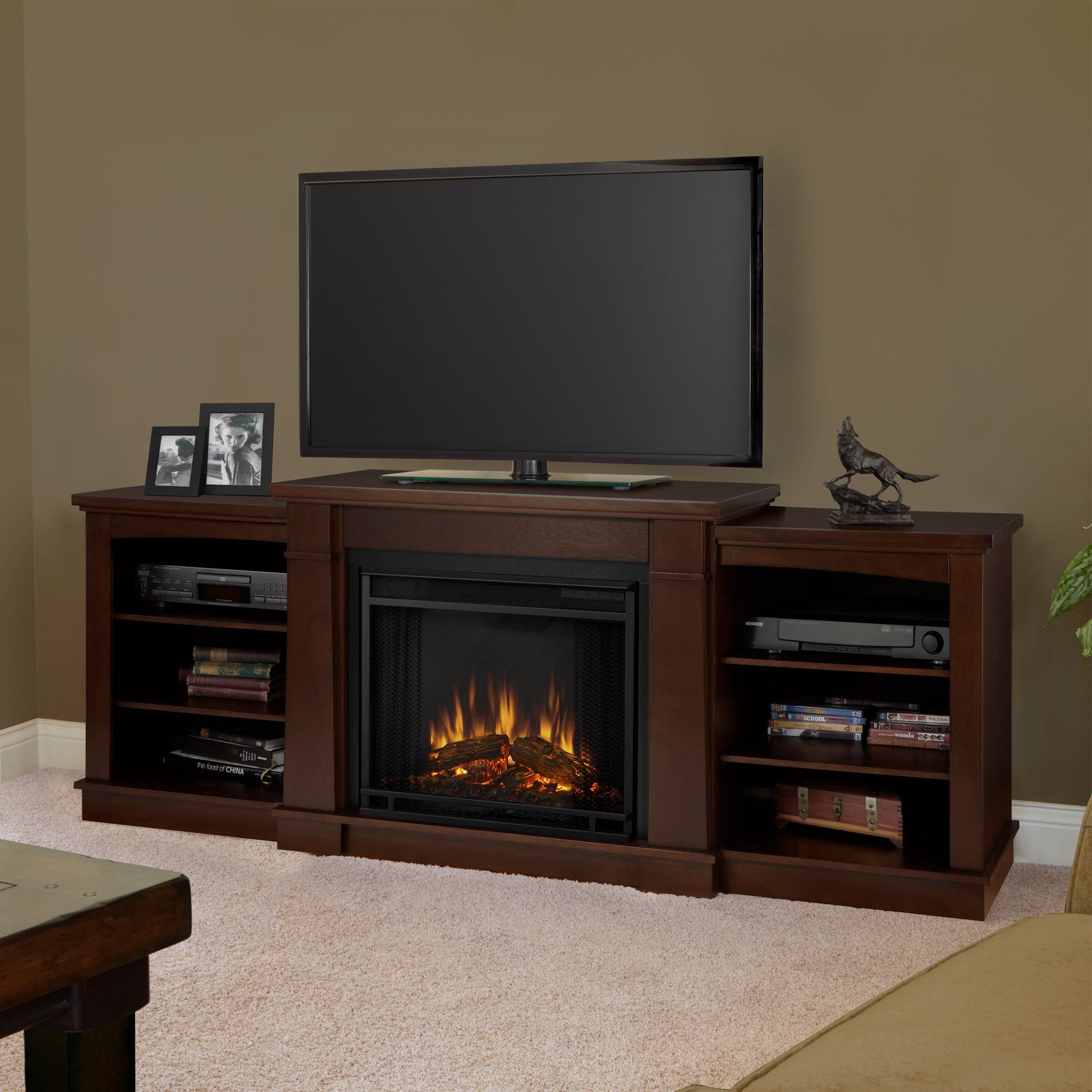 Real Flame Hawthorne Tv Stand With Electric Fireplace & Reviews | Wayfair In Electric Fireplace Entertainment Centers (View 14 of 20)
