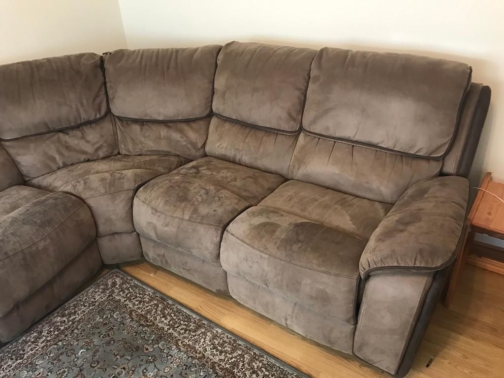 Recliner Faux Suede Corner Sofa | In Pentwyn, Cardiff | Gumtree With Black Faux Suede Memory Foam Sofas (View 17 of 20)