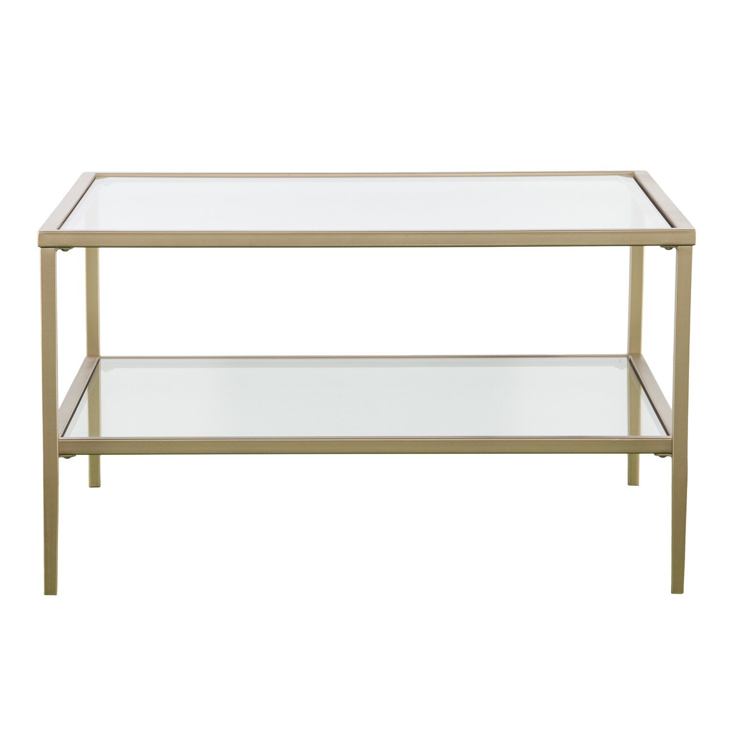 Red Barrel Studio Myron Square Metal/glass Open Shelf Coffee Table Regarding Metal 1 Shelf Coffee Tables (Gallery 20 of 20)