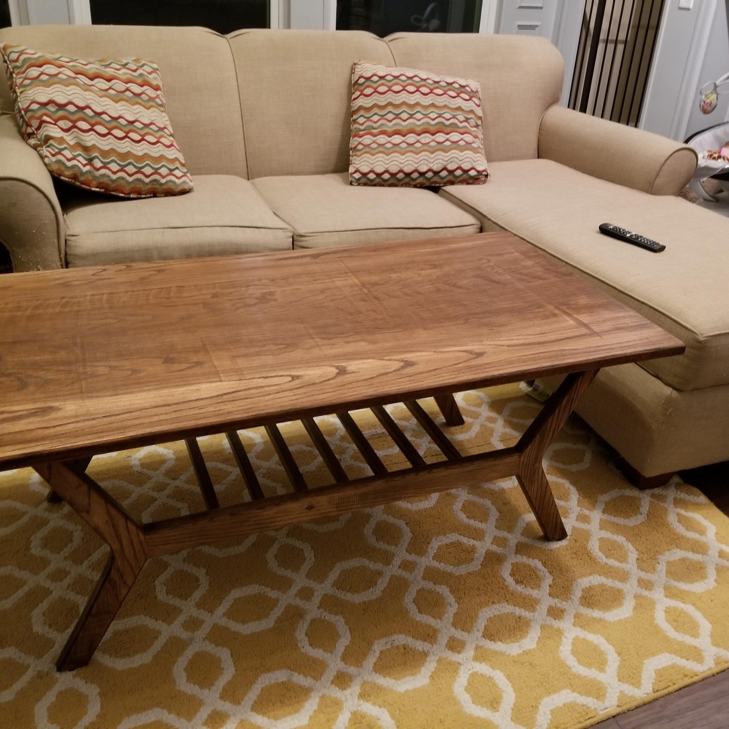 Red Oak Mid Century Modern Coffee Table (View 19 of 20)