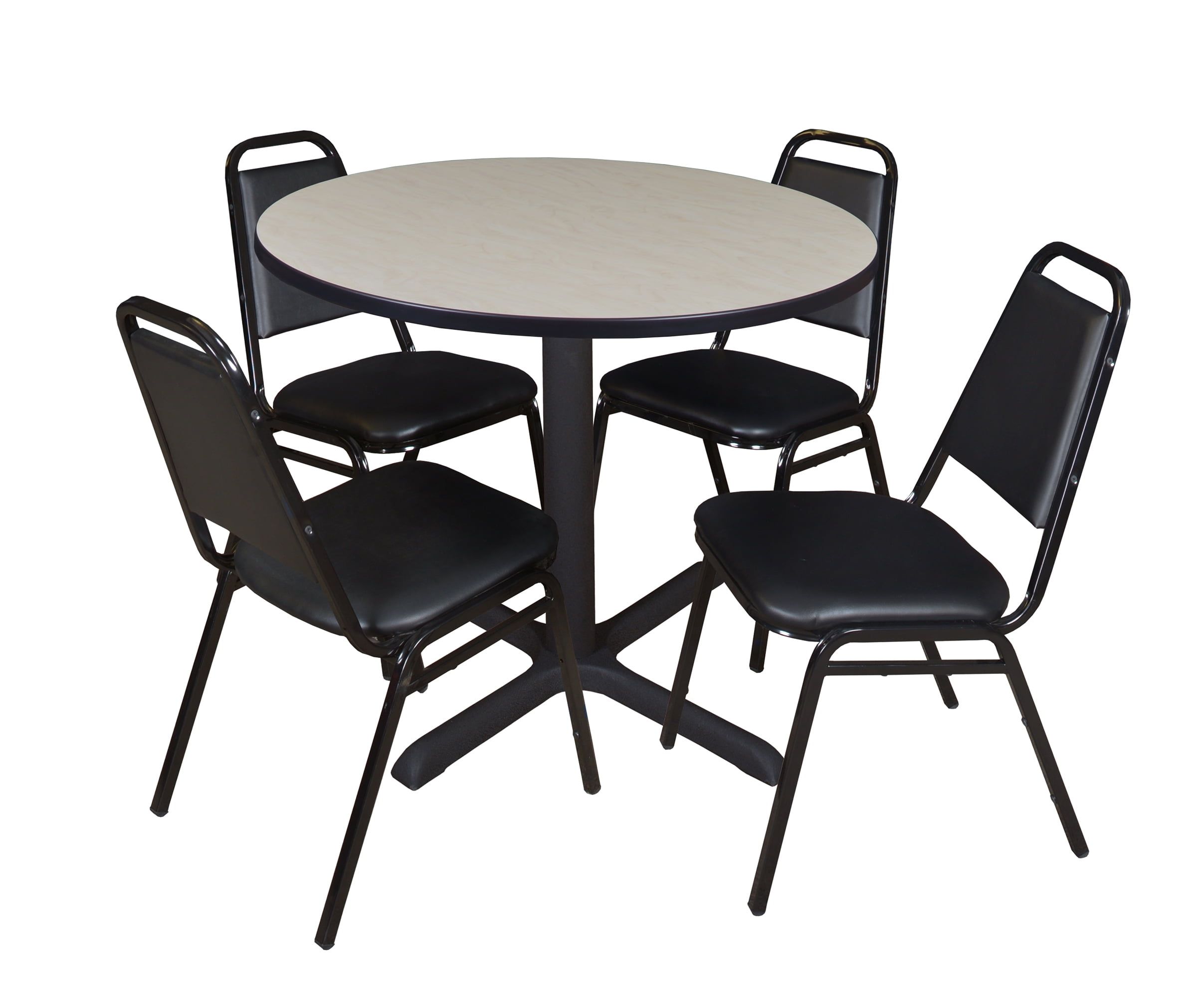 Regency Cain Round Breakroom Table With 4 Stackable Restaurant Chairs Throughout Regency Cain Steel Coffee Tables (View 20 of 21)
