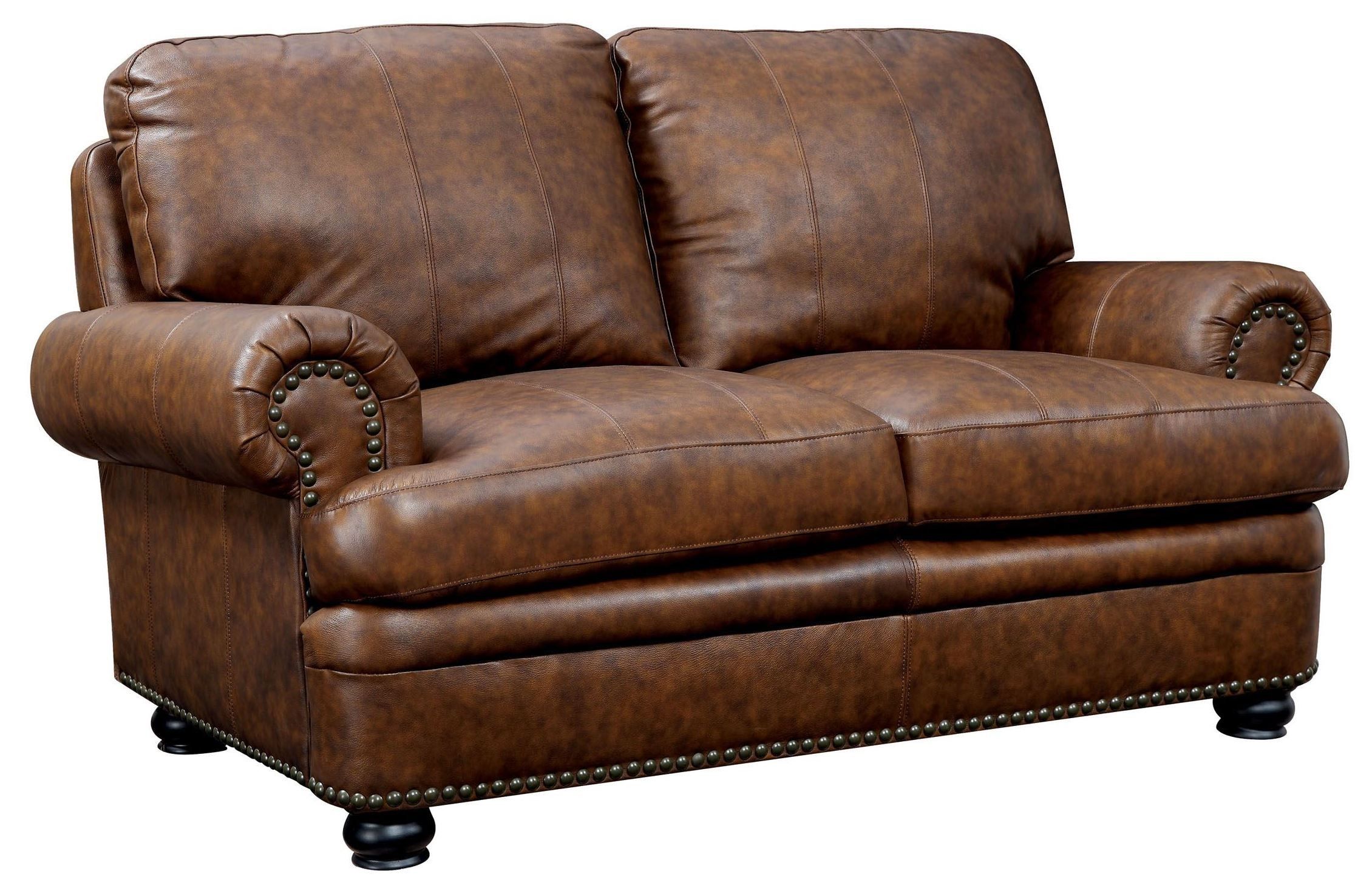 Rheinhardt Top Grain Leather Living Room Set From Furniture Of America With Top Grain Leather Loveseats (Gallery 7 of 20)