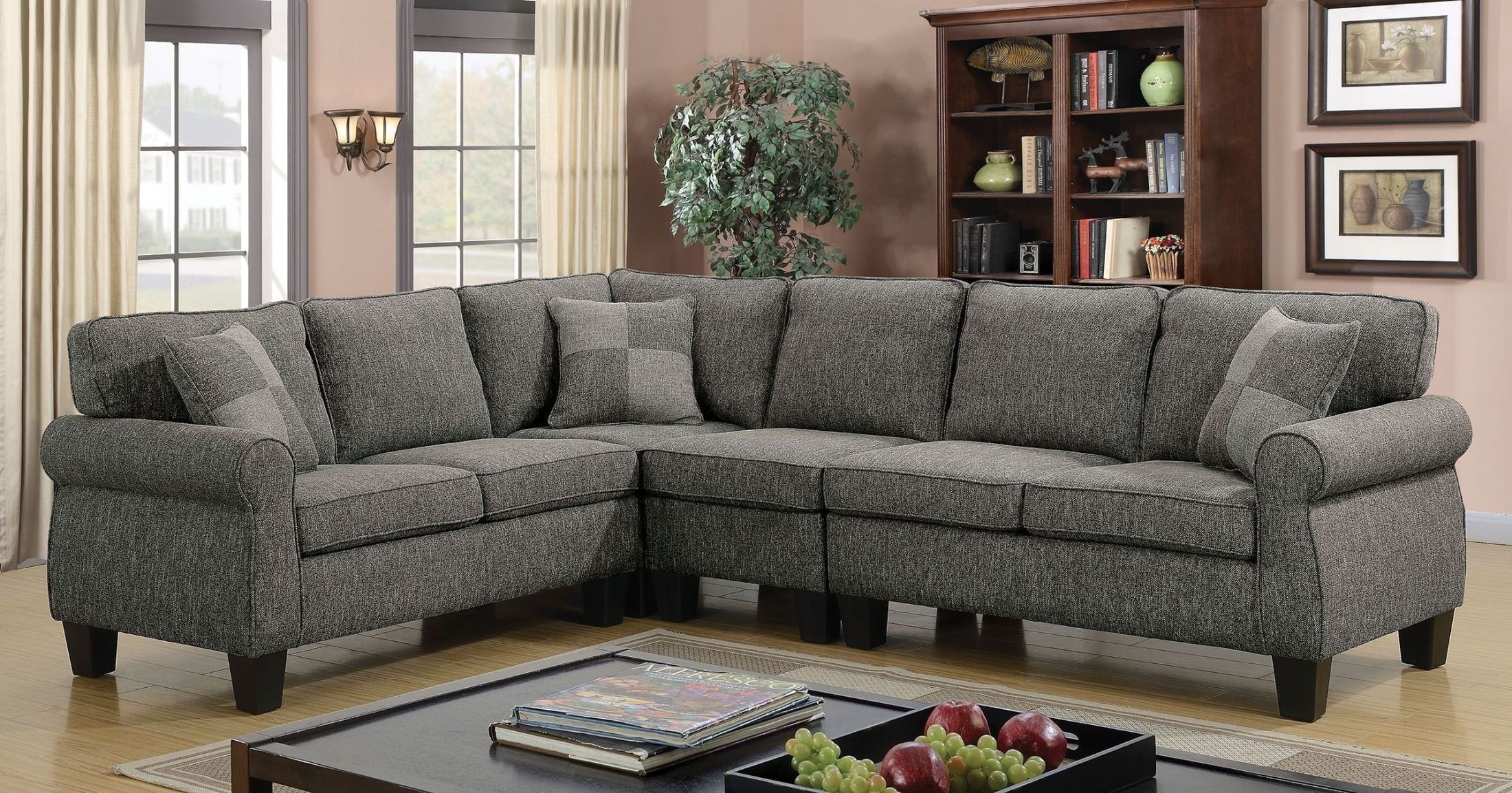 Rhian Dark Gray Sectional From Furniture Of America | Coleman Furniture For Dark Gray Sectional Sofas (Gallery 3 of 20)