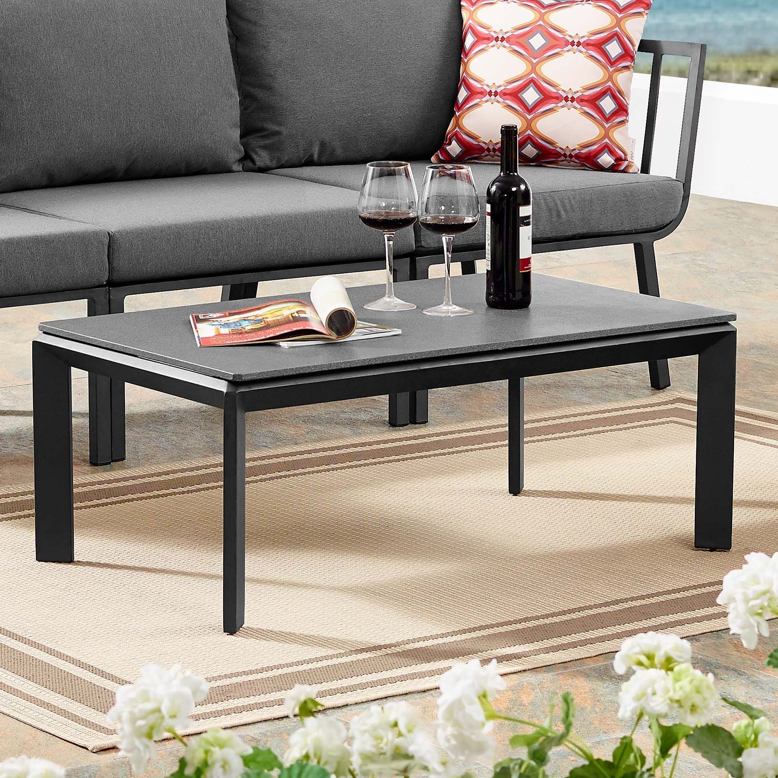 Riverside Aluminum Outdoor Patio Coffee Table Gray With Outdoor Coffee Tables With Storage (Gallery 4 of 20)