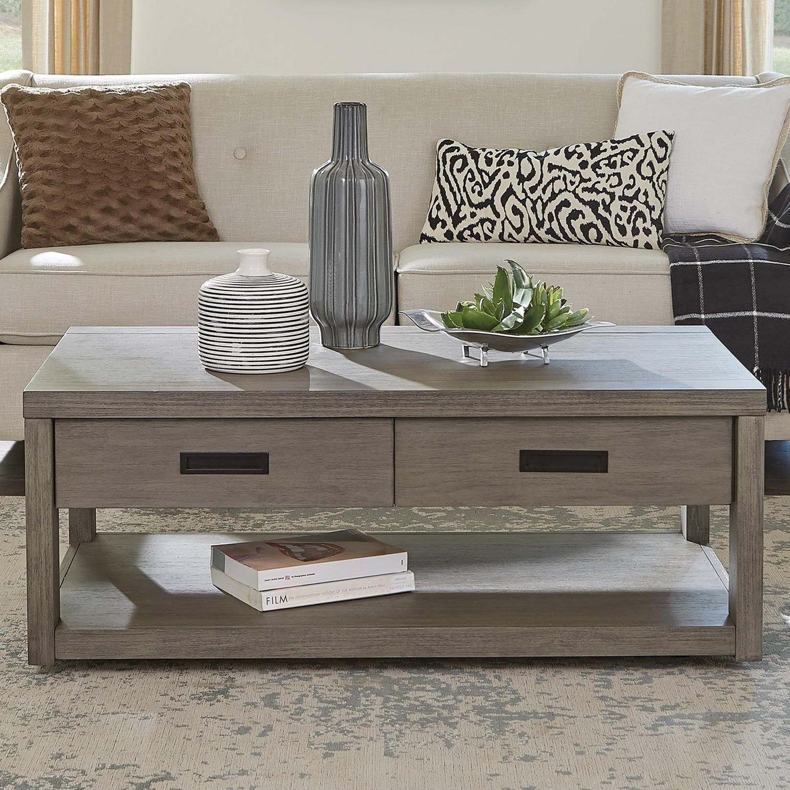 Riverside Furniture Riata Gray Rectangular Cocktail Table W/ Casters Regarding Gray Coastal Cocktail Tables (Gallery 2 of 22)