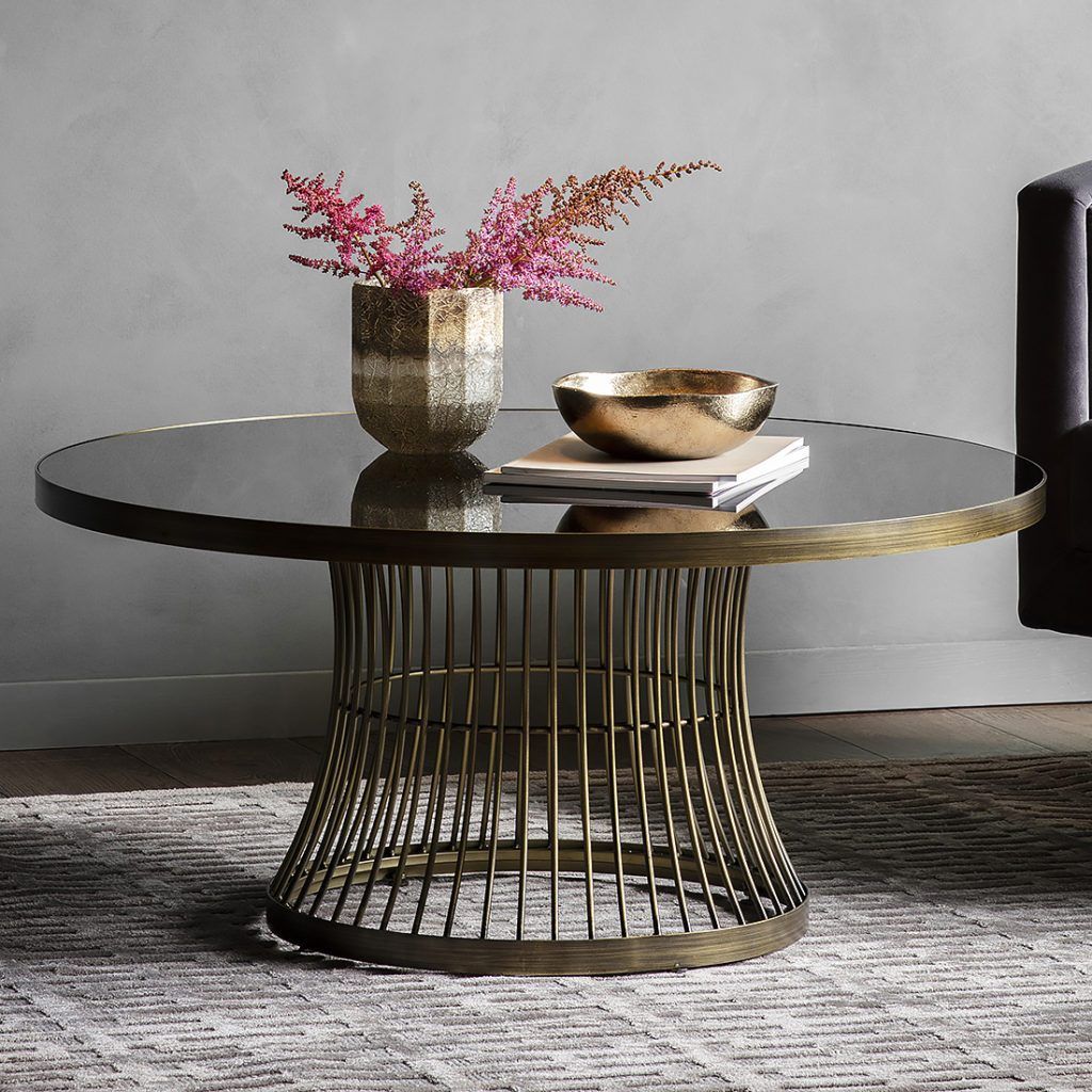 Round Coffee Table With Smoked Glass Top – Bronze – Primrose & Plum Inside Round Coffee Tables (View 13 of 20)