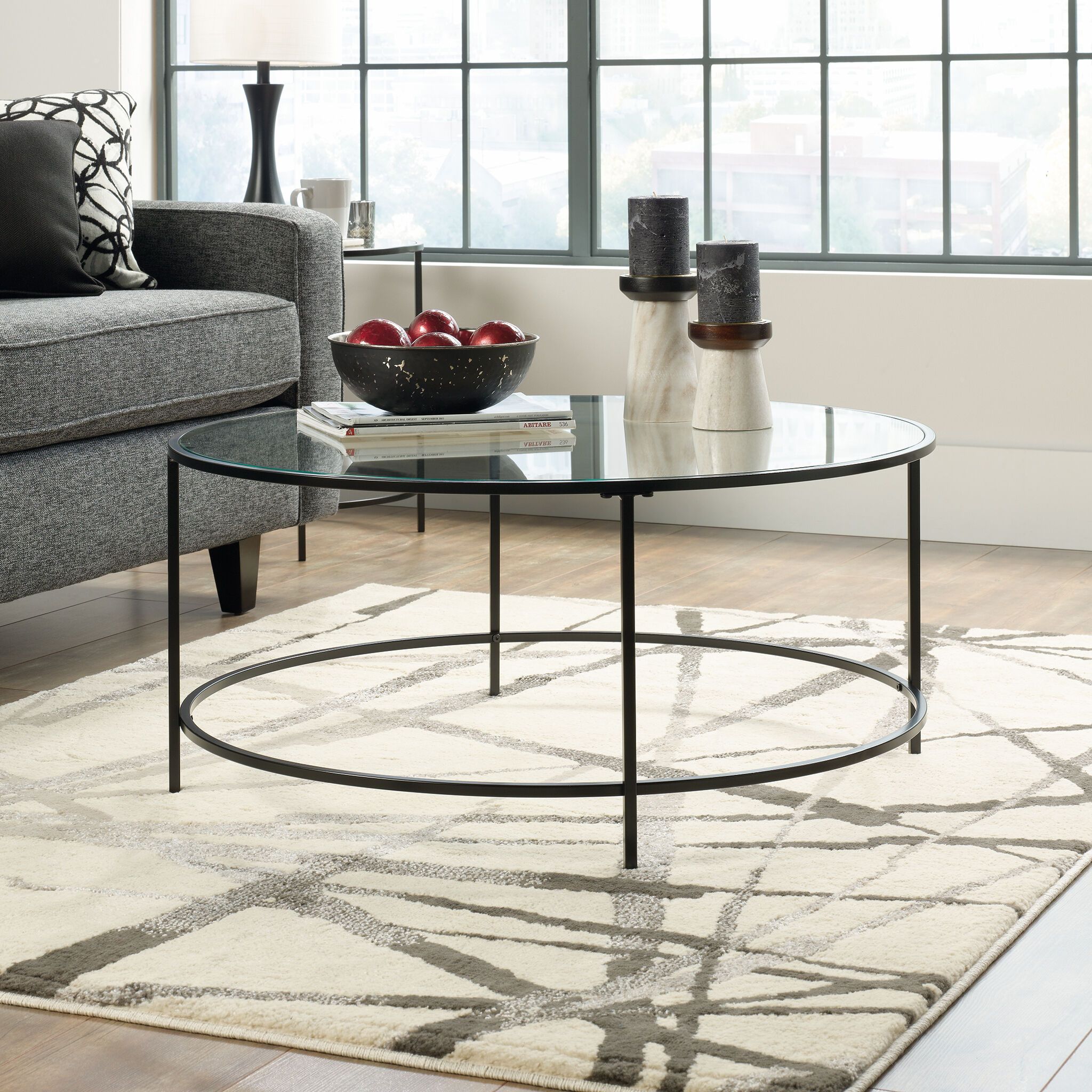 Round Contemporary Coffee Table In Black | Mathis Brothers Furniture With Full Black Round Coffee Tables (Gallery 1 of 20)