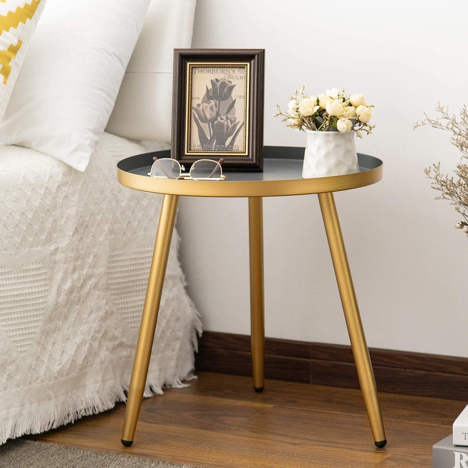 Round Side Table, Metal End Table, Nightstand/small Tables For Living Pertaining To Metal Side Tables For Living Spaces (View 3 of 20)