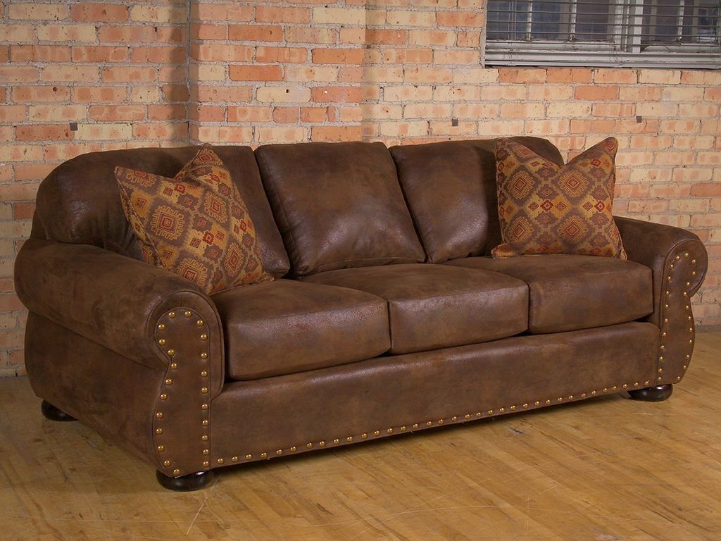 Rustic Brown Leather Couch – Odditieszone Intended For Faux Leather Sofas In Dark Brown (Gallery 18 of 20)
