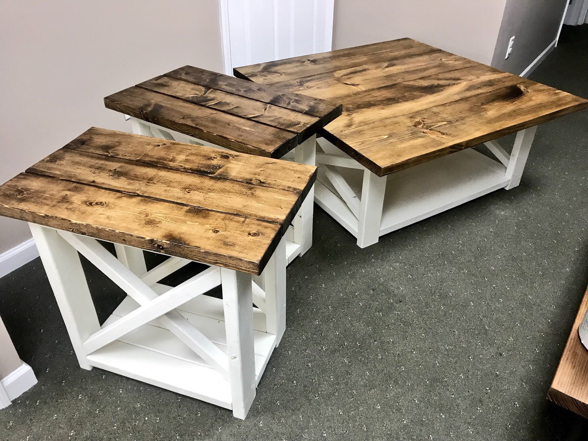 Rustic Living Room Set, Large Farmhouse Coffee Table With Set Of Long In Brown Rustic Coffee Tables (Gallery 7 of 20)