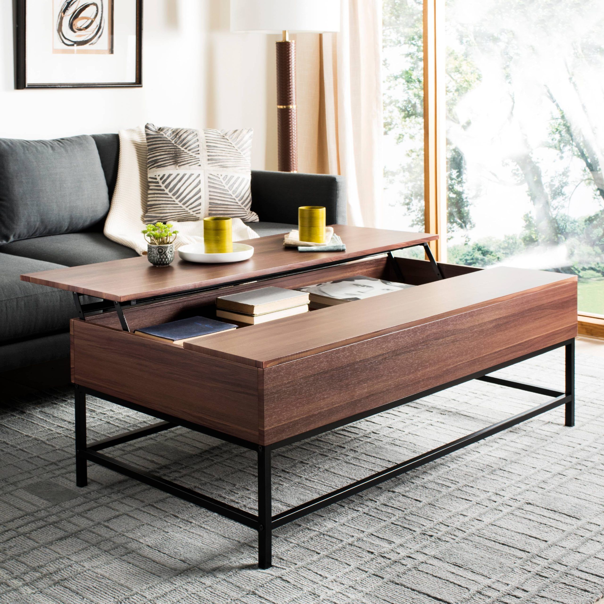 Safavieh Gina Contemporary Lift Top Coffee Table With Storage – Walmart In Lift Top Coffee Tables With Shelves (Gallery 7 of 20)