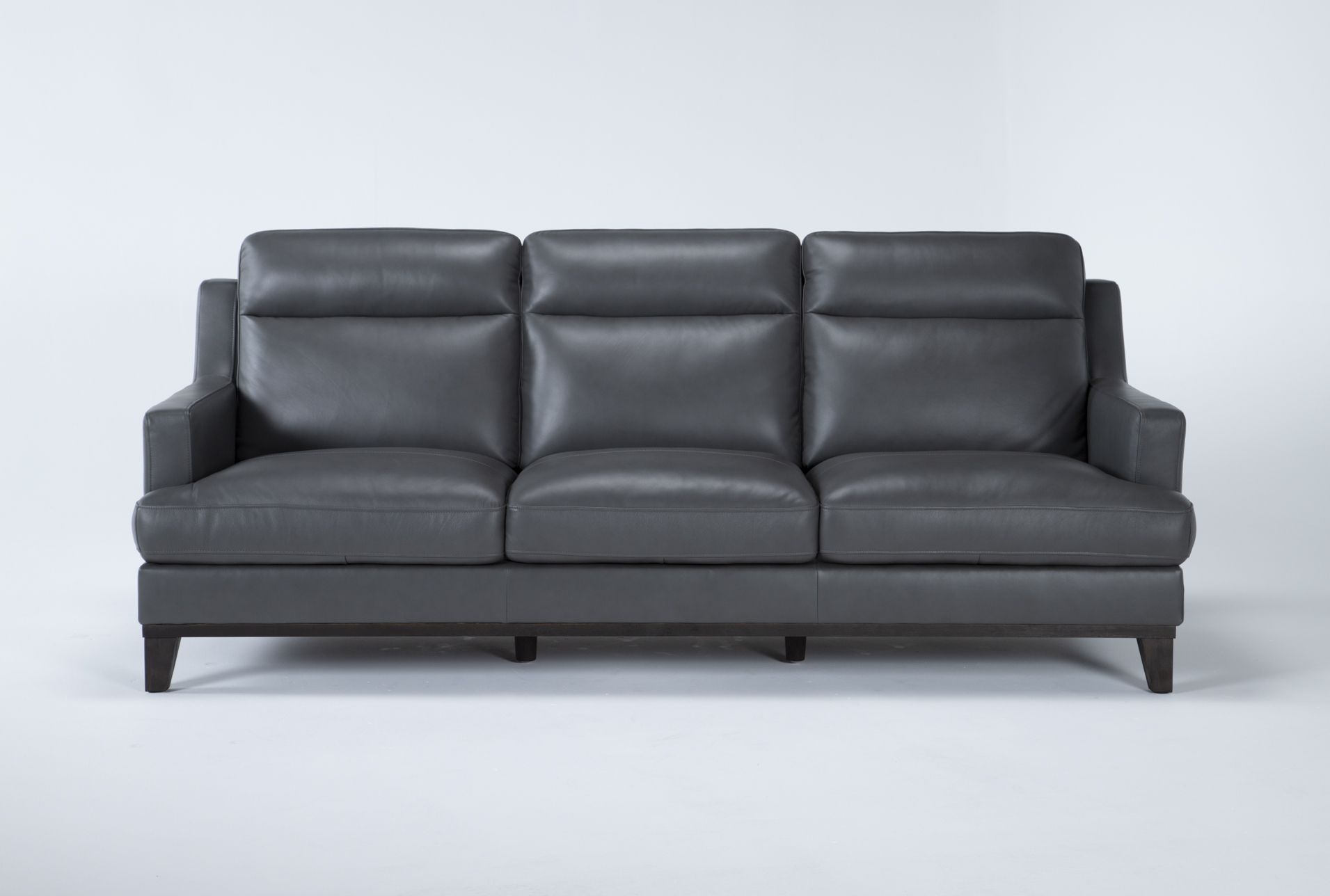 Sancho Leather Sofa Set Dark Grey In Sofas In Dark Grey (Gallery 19 of 20)
