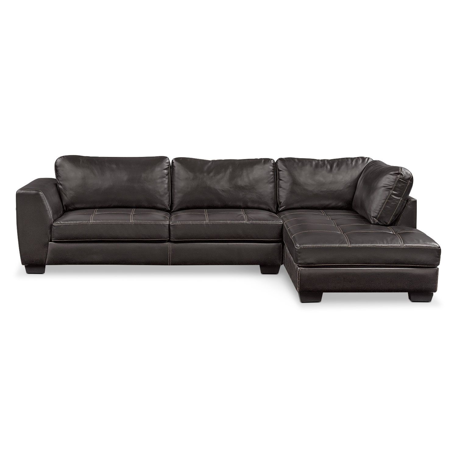Santana 2 Piece Sectional With Right Facing Chaise – Black | Value City Pertaining To Right Facing Black Sofas (View 4 of 20)